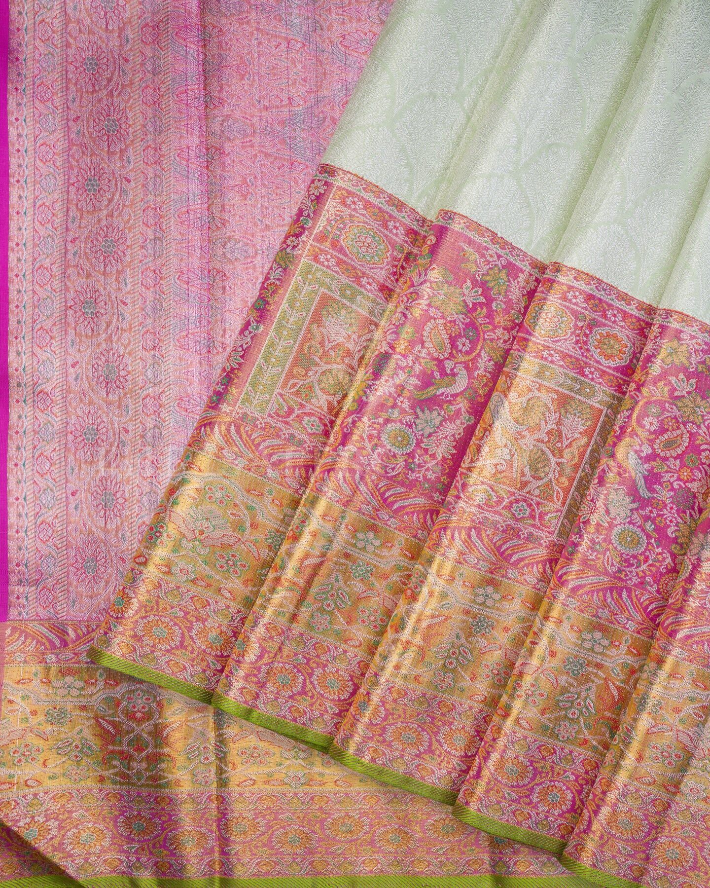 Pistachio Green Kanjivaram Silk Saree