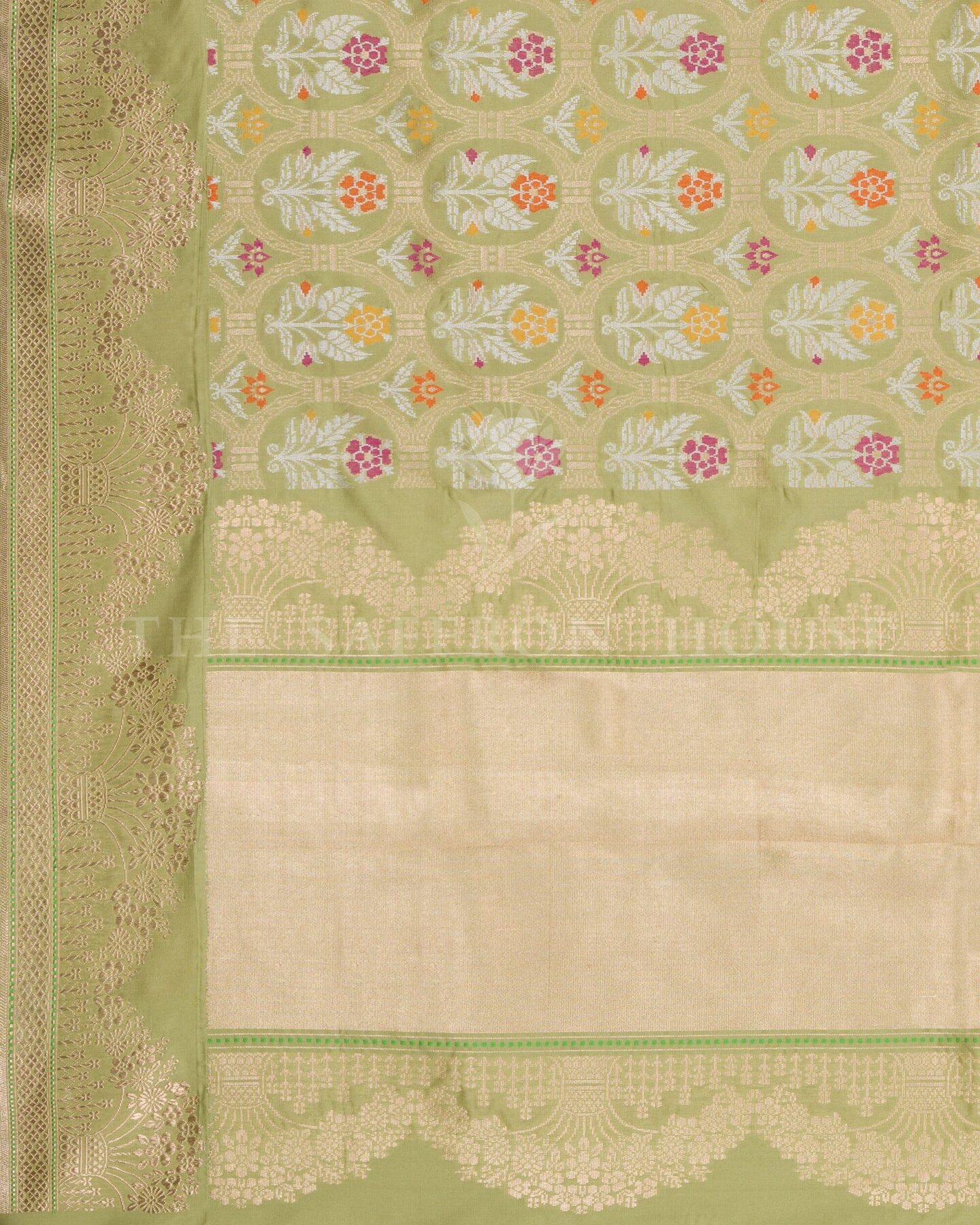 Pistachio Green Katan Banarasi Silk Saree – The Saffron House