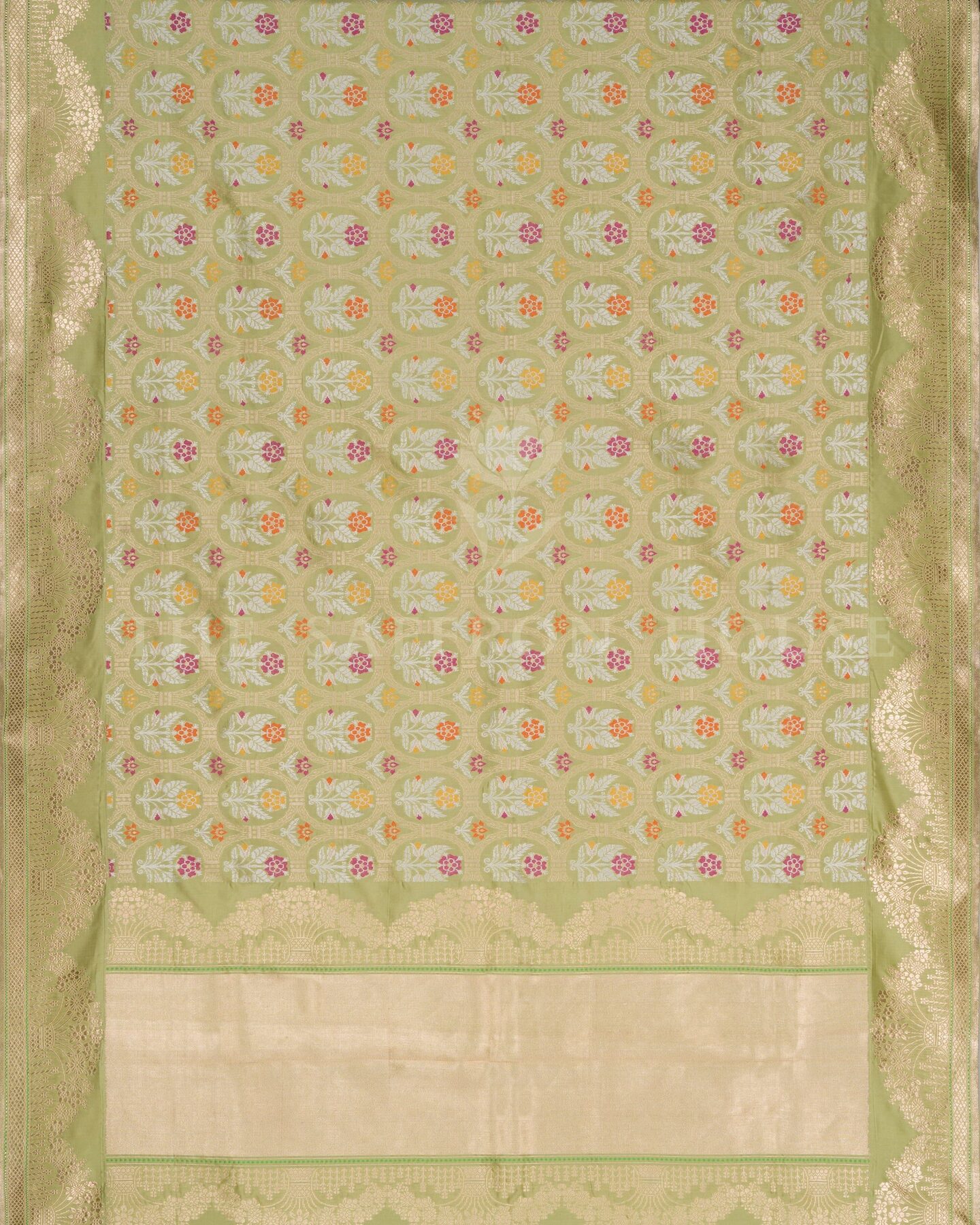 Pistachio Green Katan Banarasi Silk Saree – The Saffron House