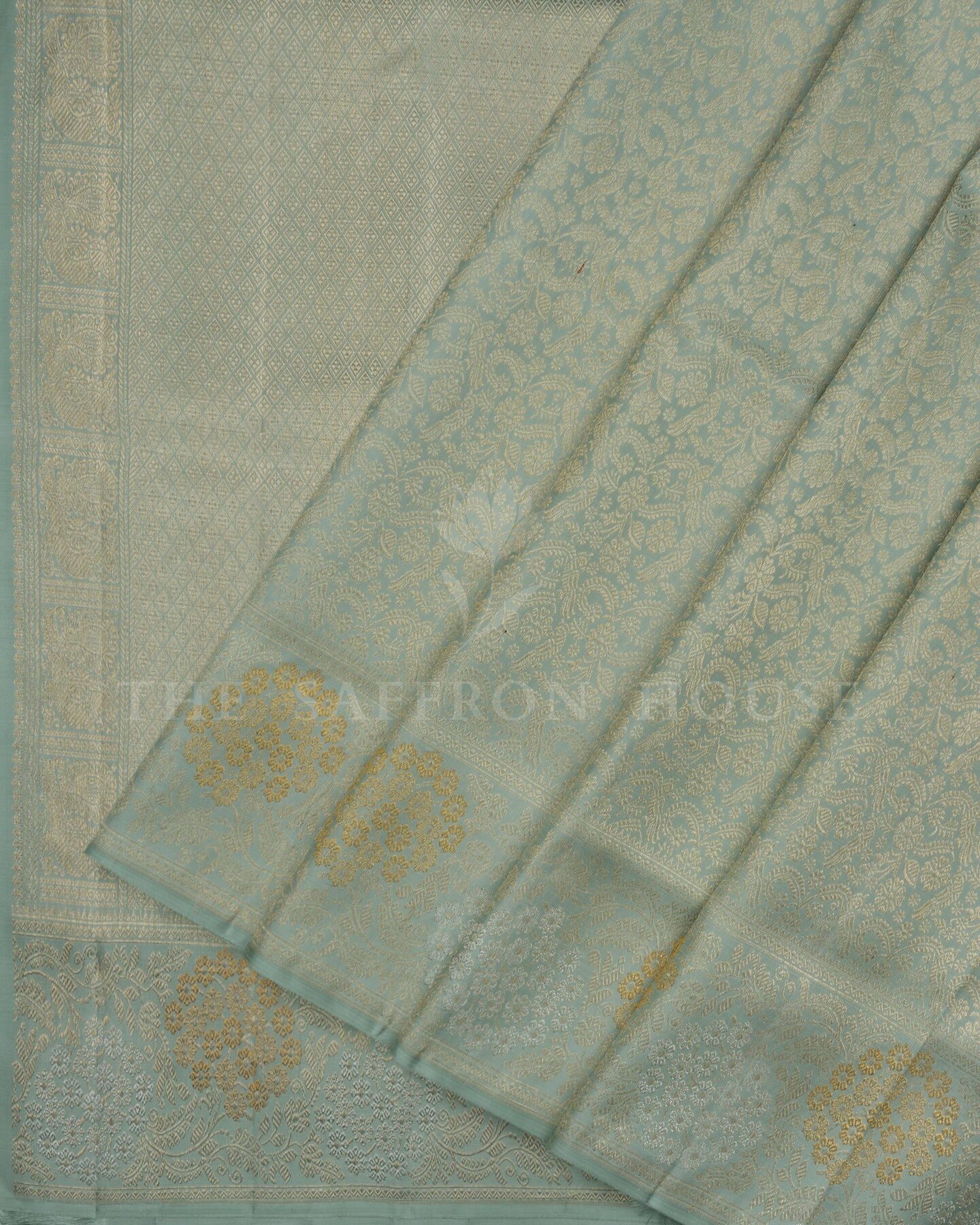 Powder Blue Kanjivaram Silk Saree – The Saffron House