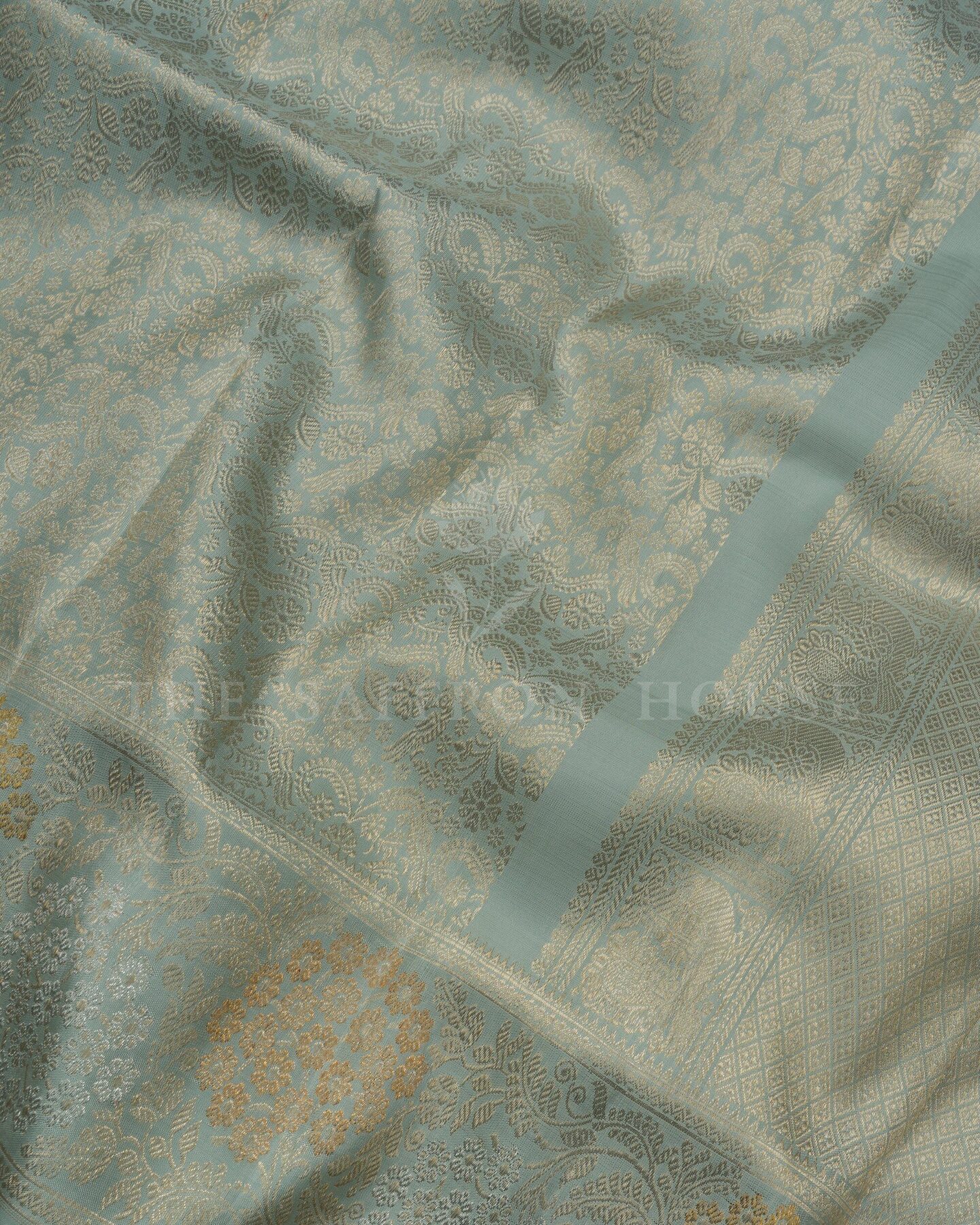 Powder Blue Kanjivaram Silk Saree – The Saffron House