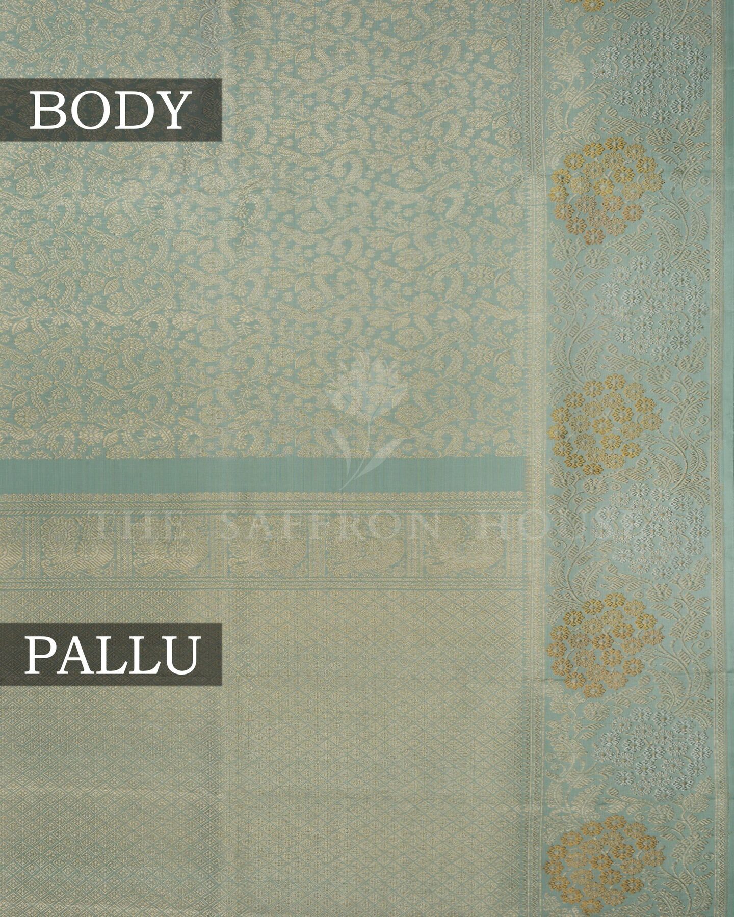 Powder Blue Kanjivaram Silk Saree – The Saffron House