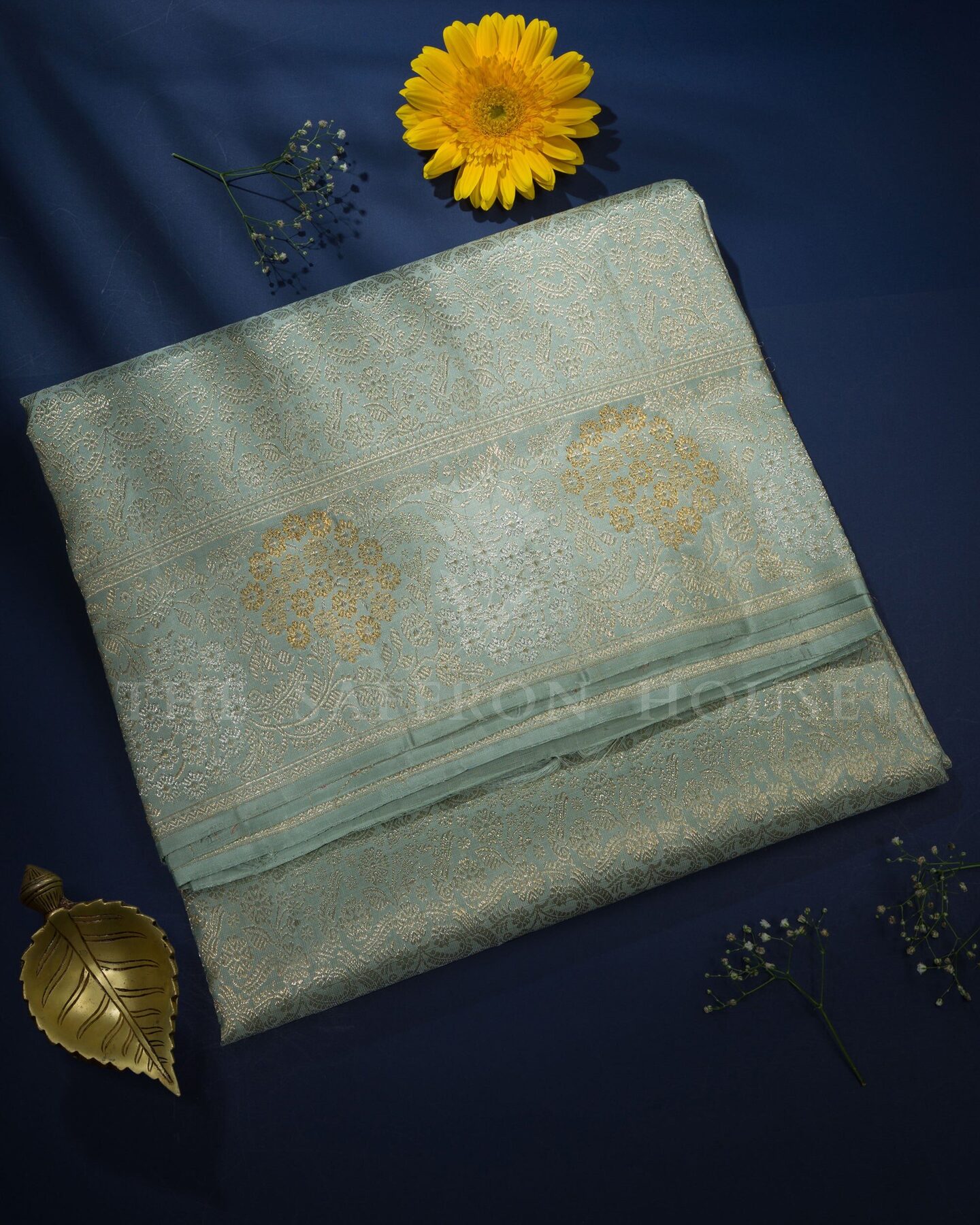 Powder Blue Kanjivaram Silk Saree – The Saffron House