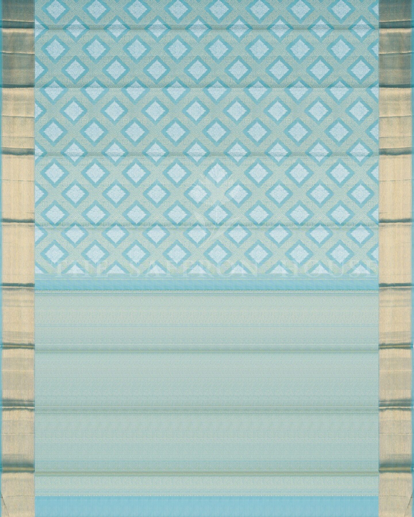 Powder Blue Kora Kanjivaram Silk Saree – The Saffron House