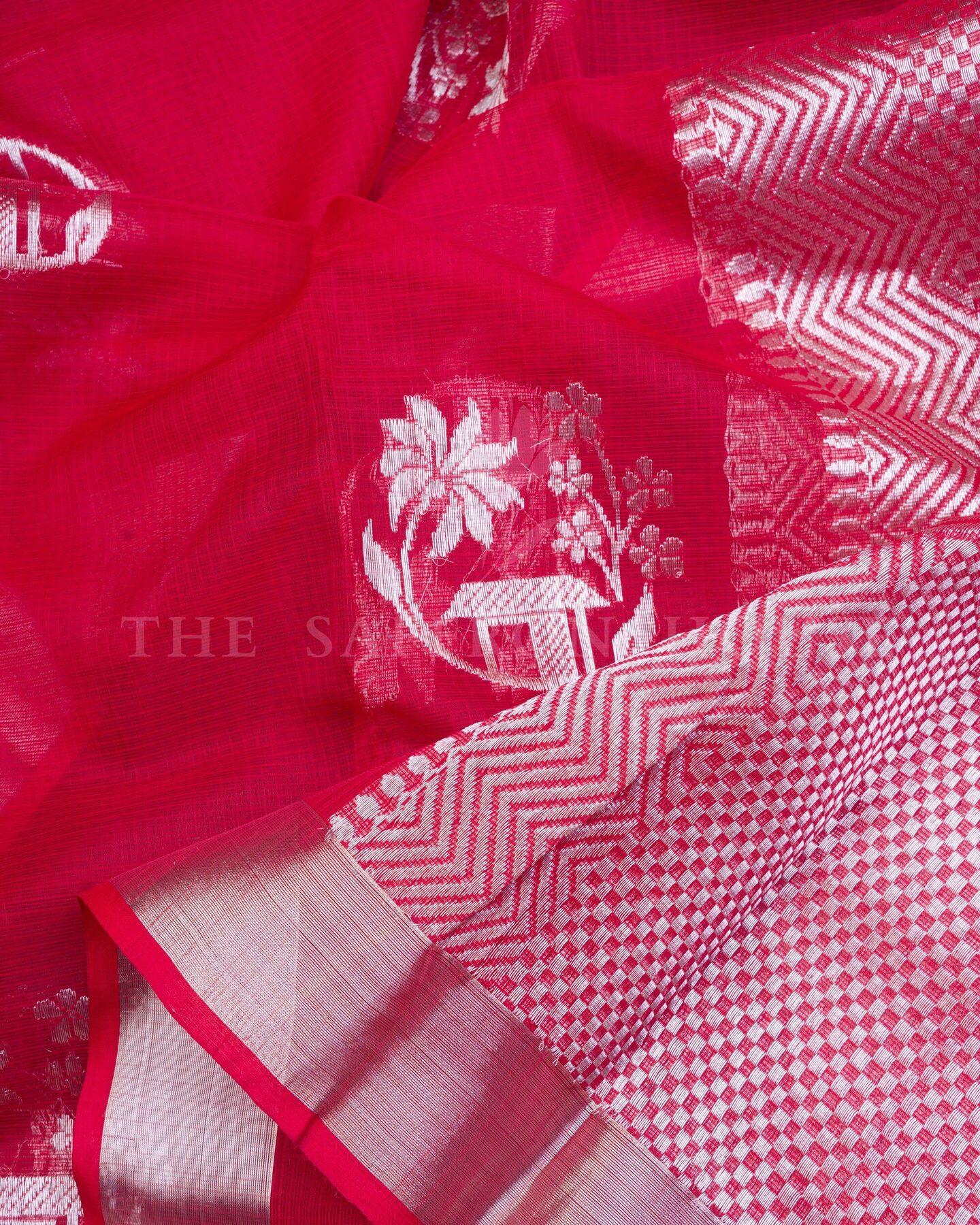 Vermilion Red Eri Silk Saree – The Saffron House