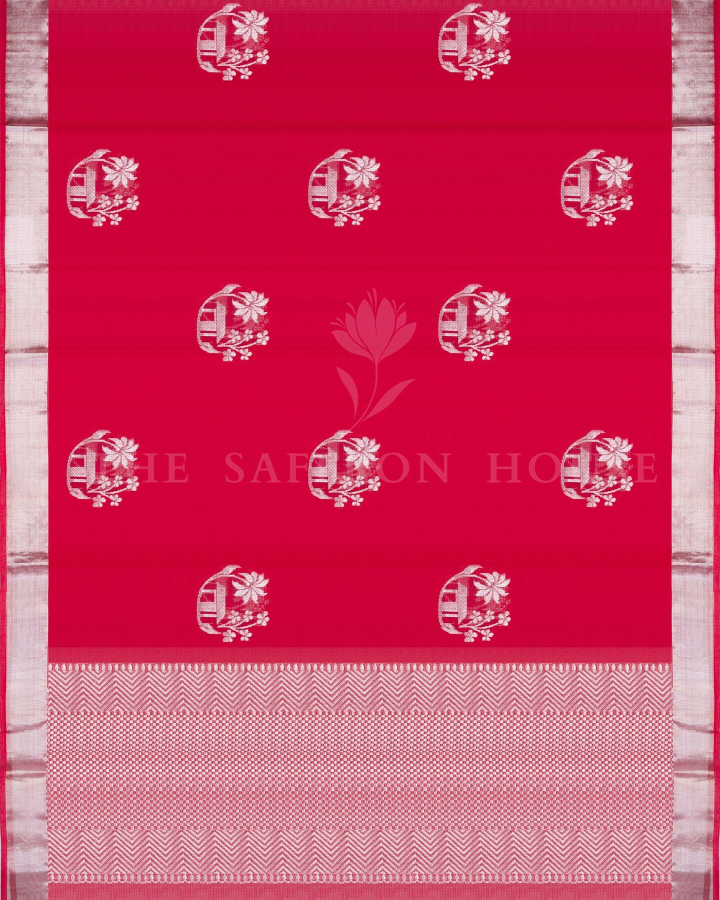 Vermilion Red Eri Silk Saree – The Saffron House