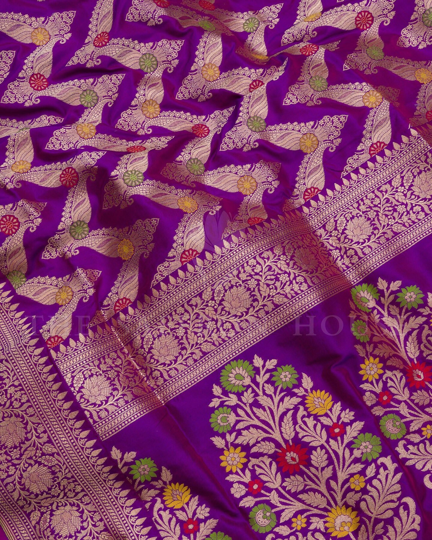Purple Banarasi Silk Saree – The Saffron House