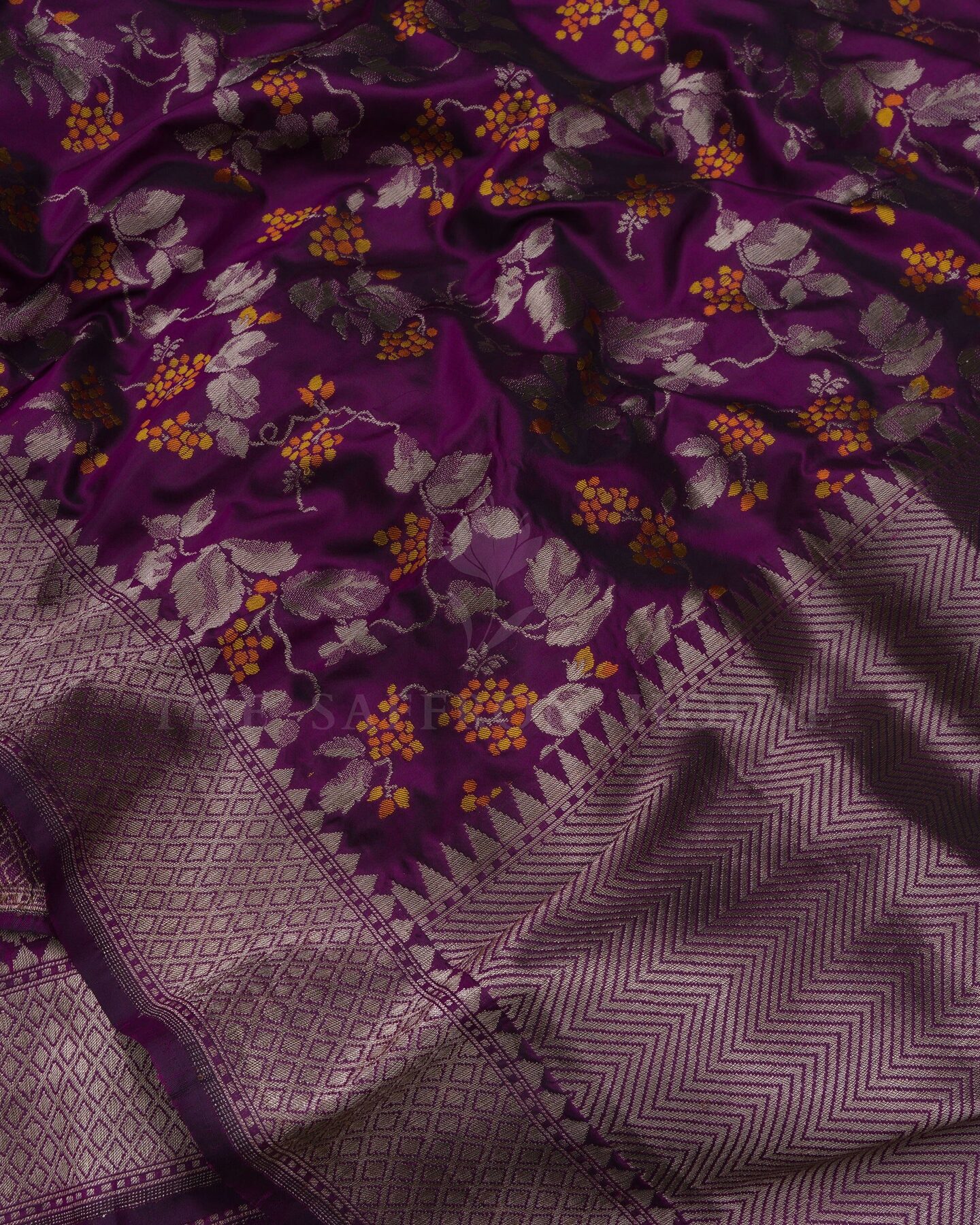 Purple Banarasi Silk Saree – The Saffron House