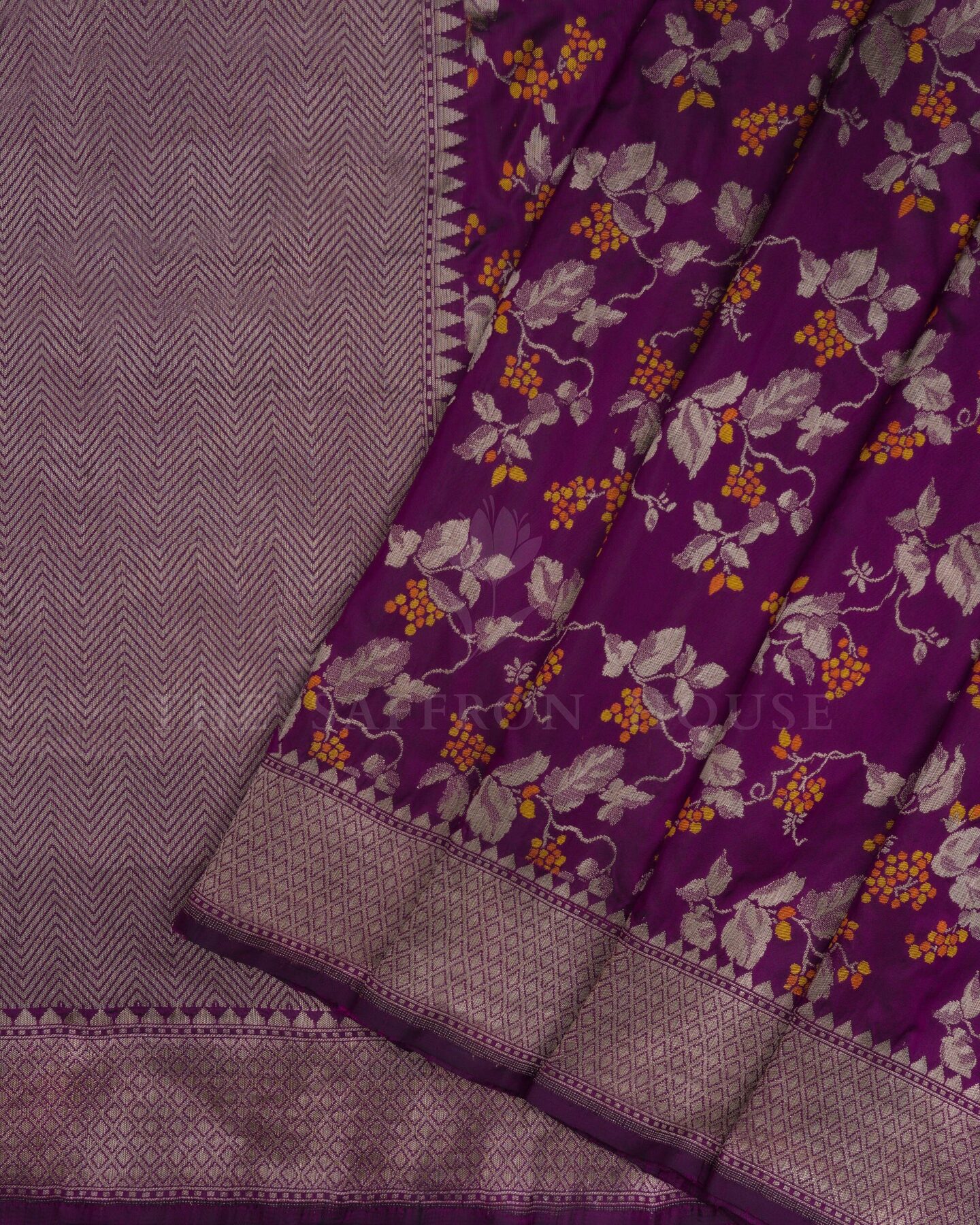 Purple Banarasi Silk Saree – The Saffron House