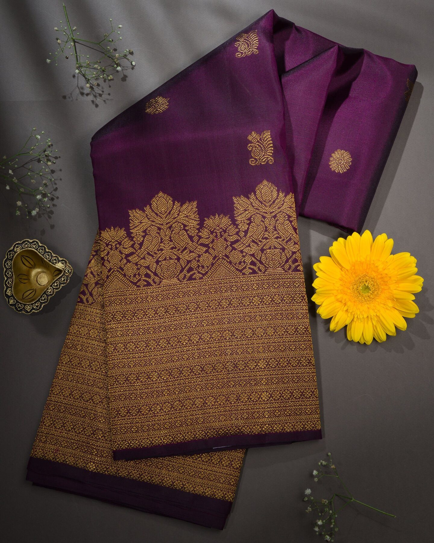 Purple Brocade Kanjivaram Silk Saree