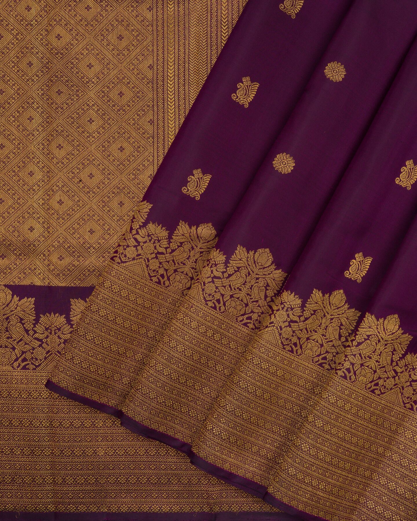 Purple Brocade Kanjivaram Silk Saree – The Saffron House