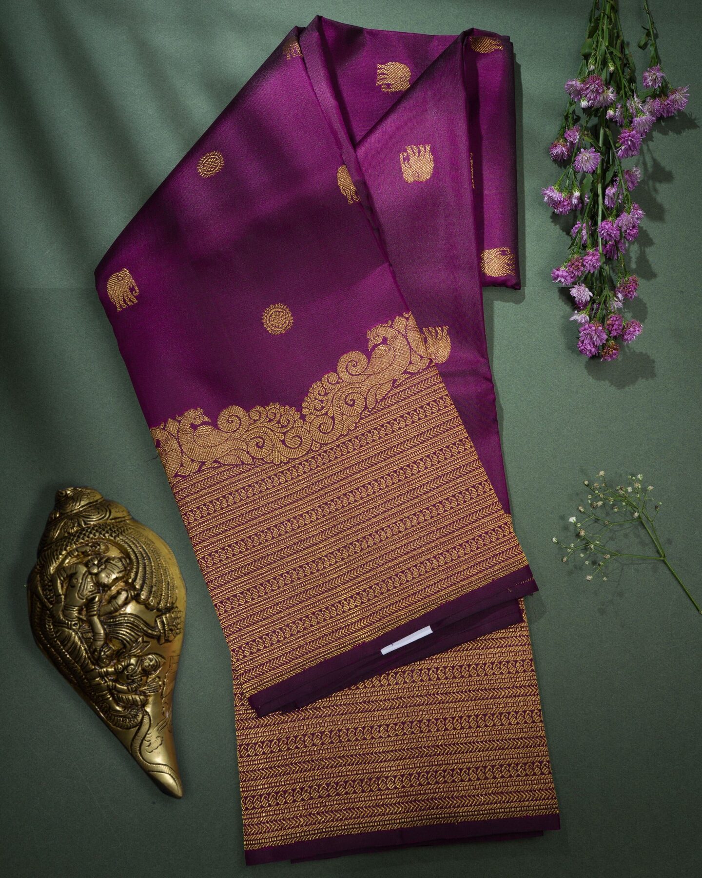 Purple Brocade Kanjivaram Silk Saree – The Saffron House