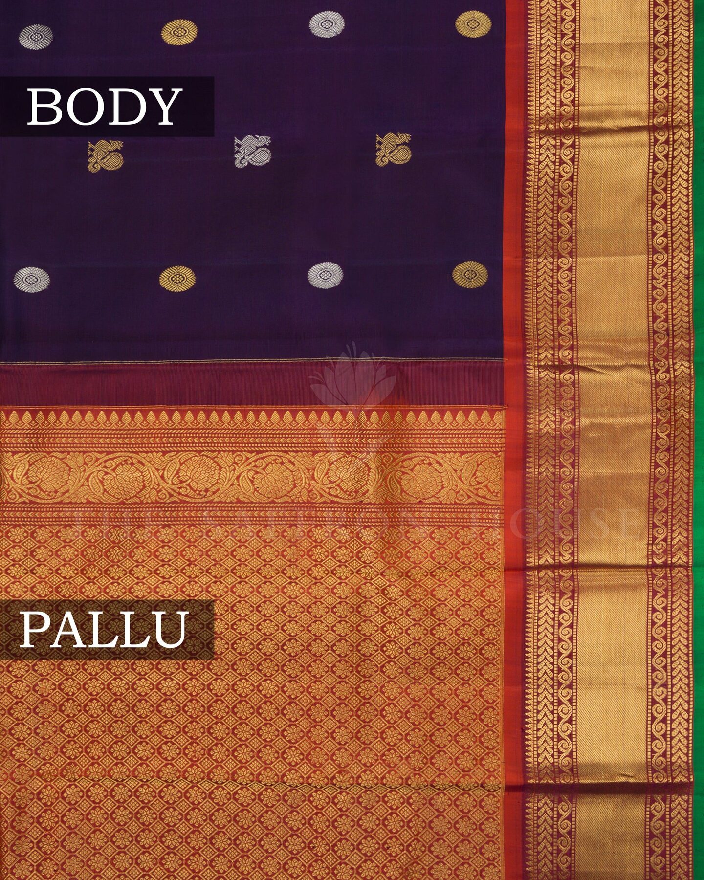 Purple And Rust Orange Brocade Kanjivaram Silk Saree – The Saffron House