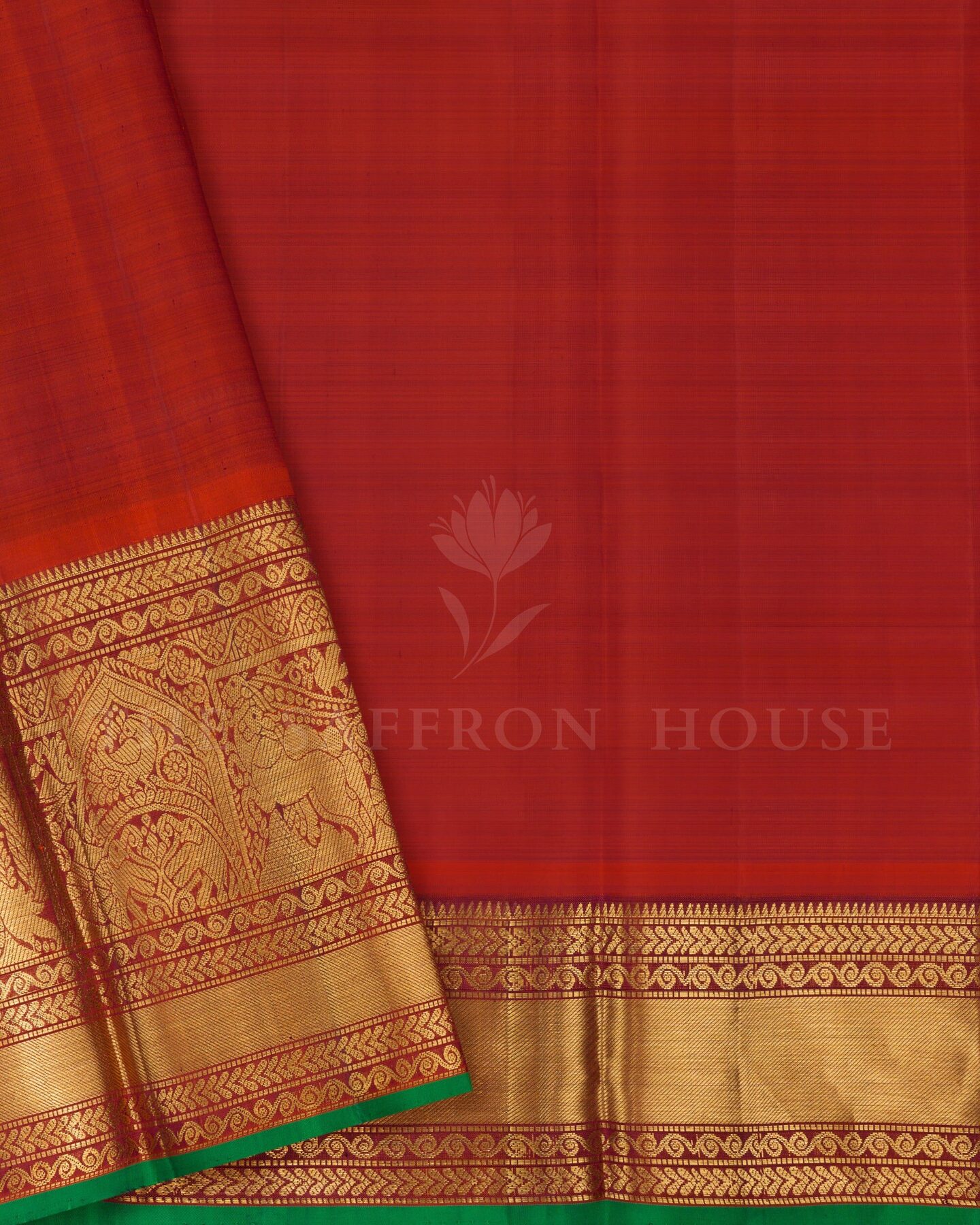 Purple And Rust Orange Brocade Kanjivaram Silk Saree – The Saffron House