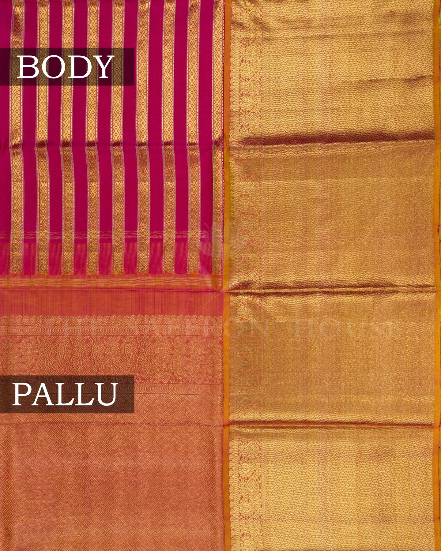 Rani Pink And Antique Gold Kattam Kanjivaram Silk Saree – The Saffron House