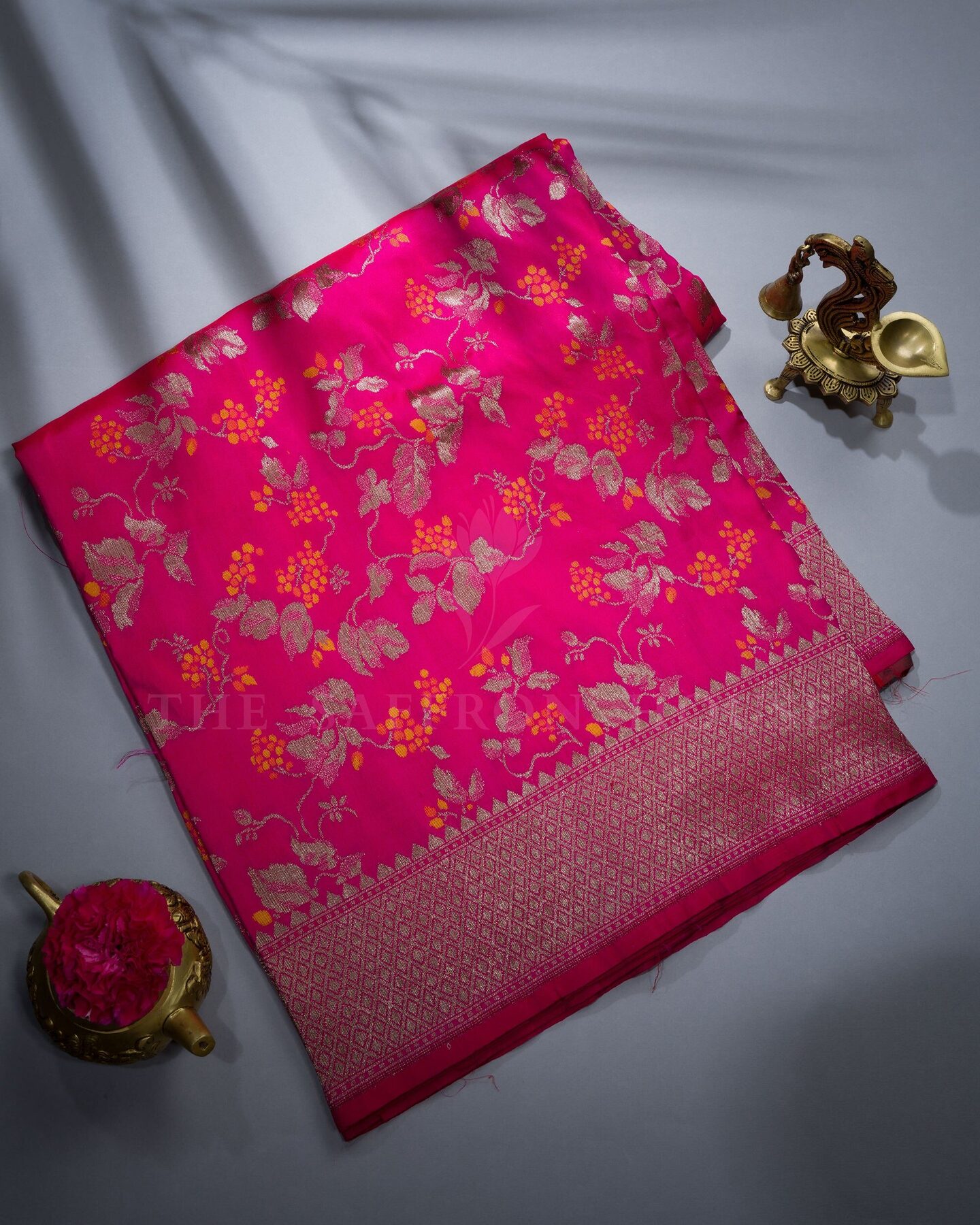 Rani Pink Banarasi Silk Saree – The Saffron House