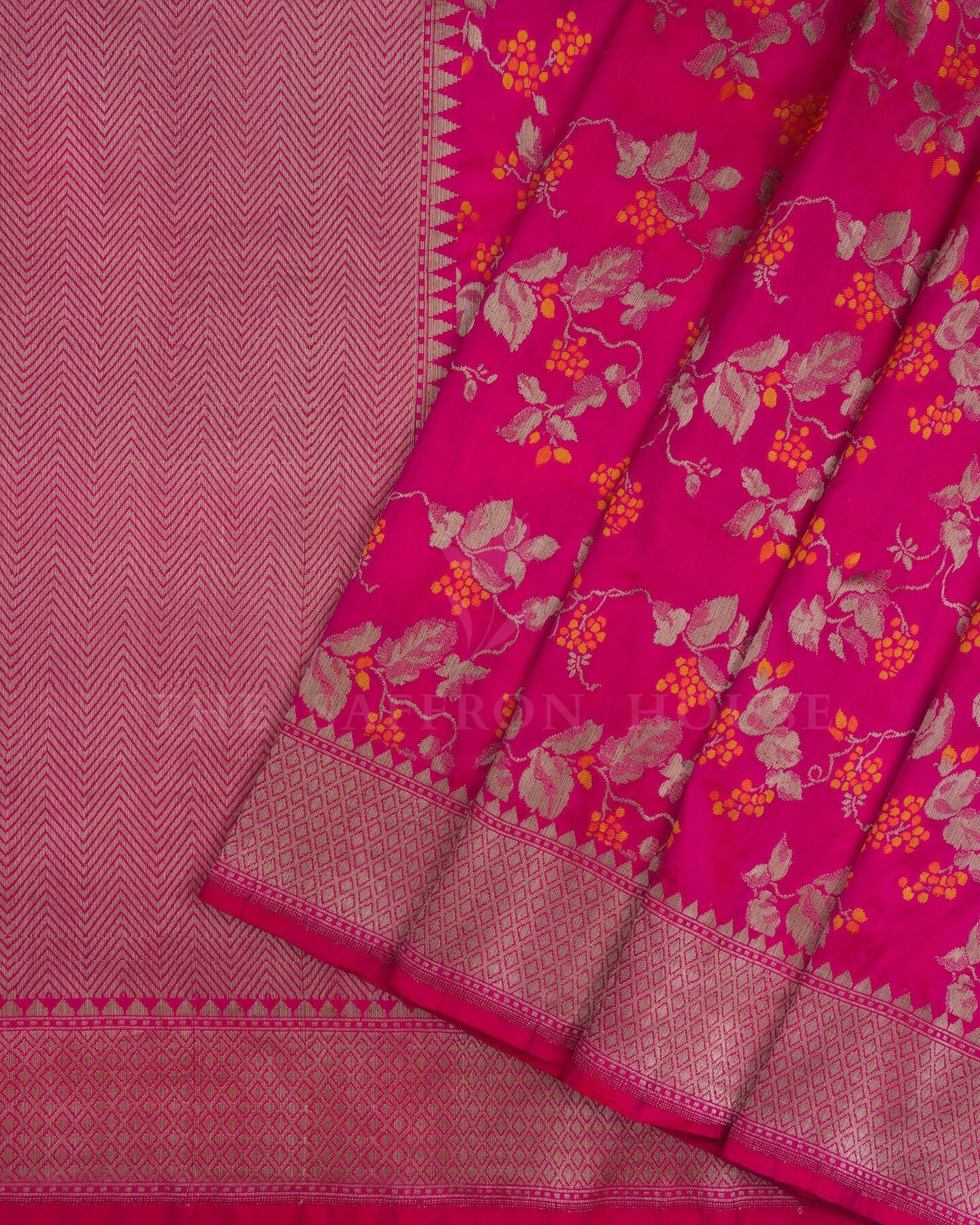 Rani Pink Banarasi Silk Saree – The Saffron House