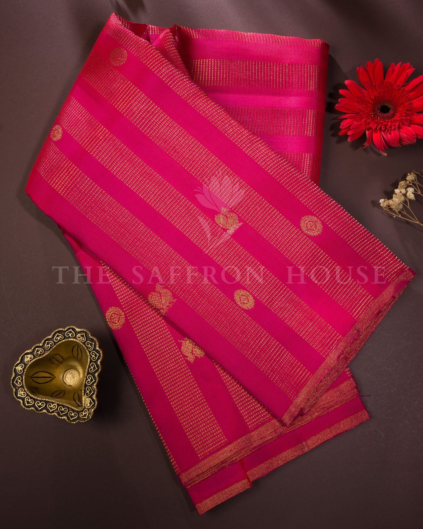 Rani Pink Kattam Kanjivaram Silk Saree – The Saffron House