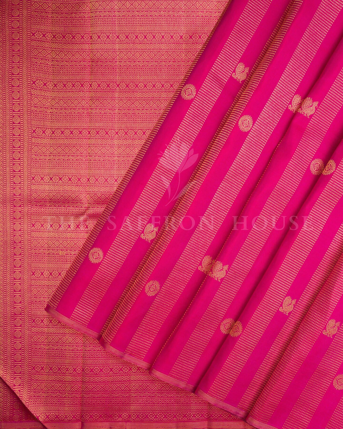 Rani Pink Kattam Kanjivaram Silk Saree – The Saffron House