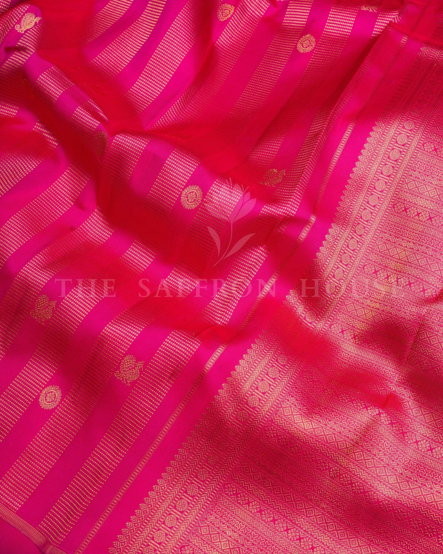 Rani Pink Kattam Kanjivaram Silk Saree – The Saffron House