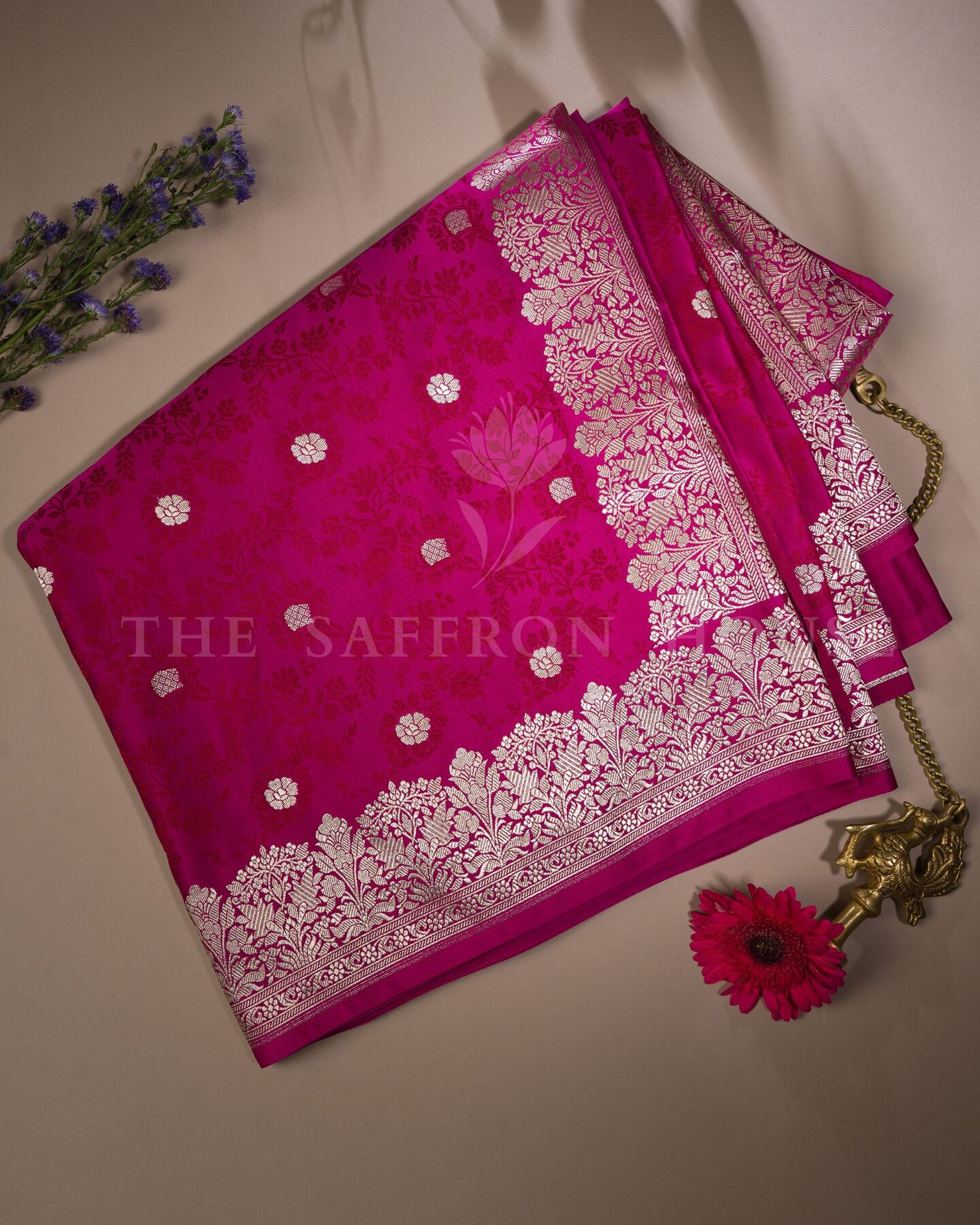 Rani Pink Mashru Banarasi Saree – The Saffron House