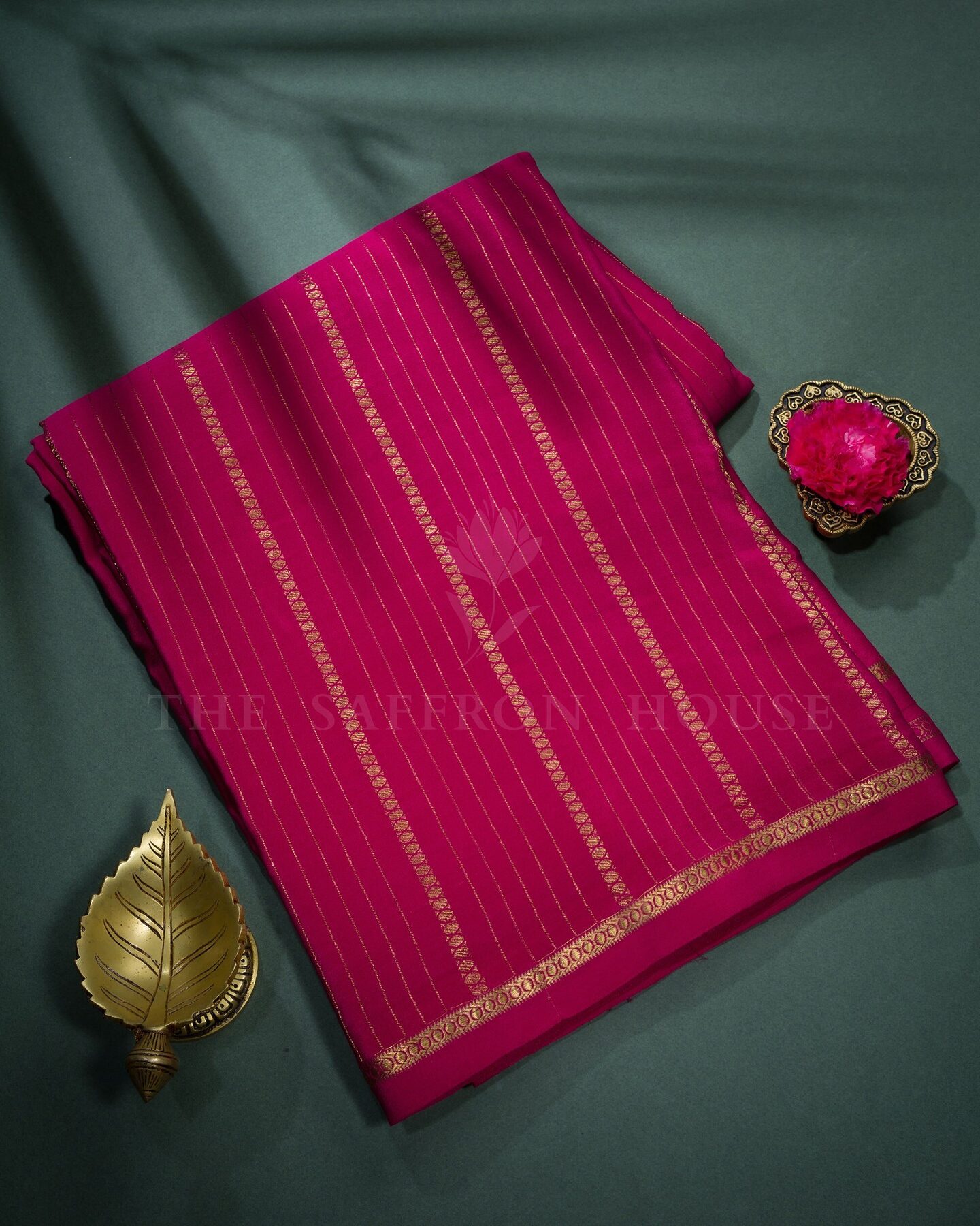 Rani Pink Pure Zari Mysore Silk Saree – The Saffron House