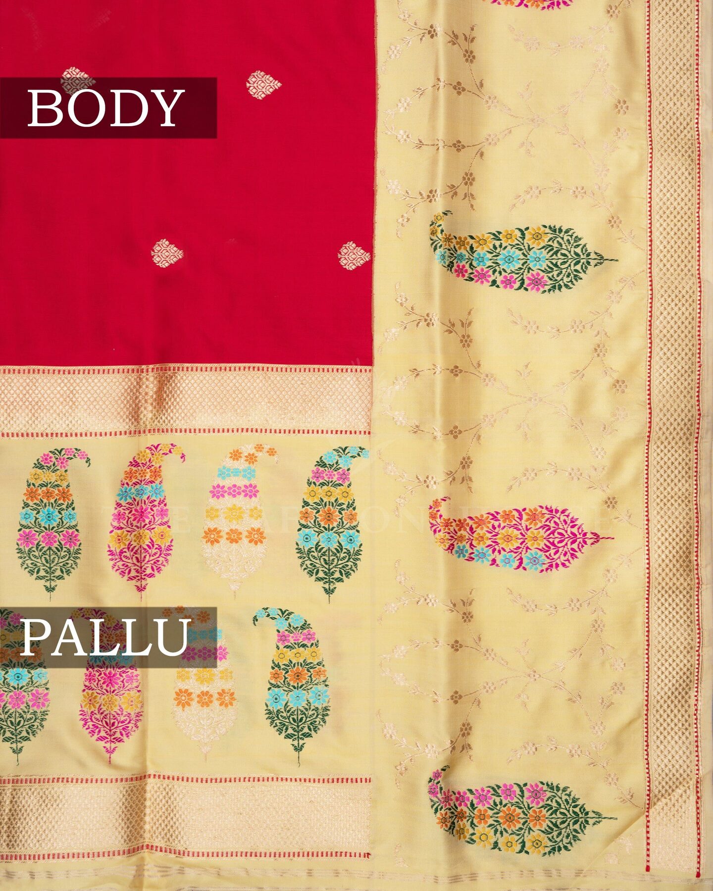 Red Banarasi Silk Saree – The Saffron House