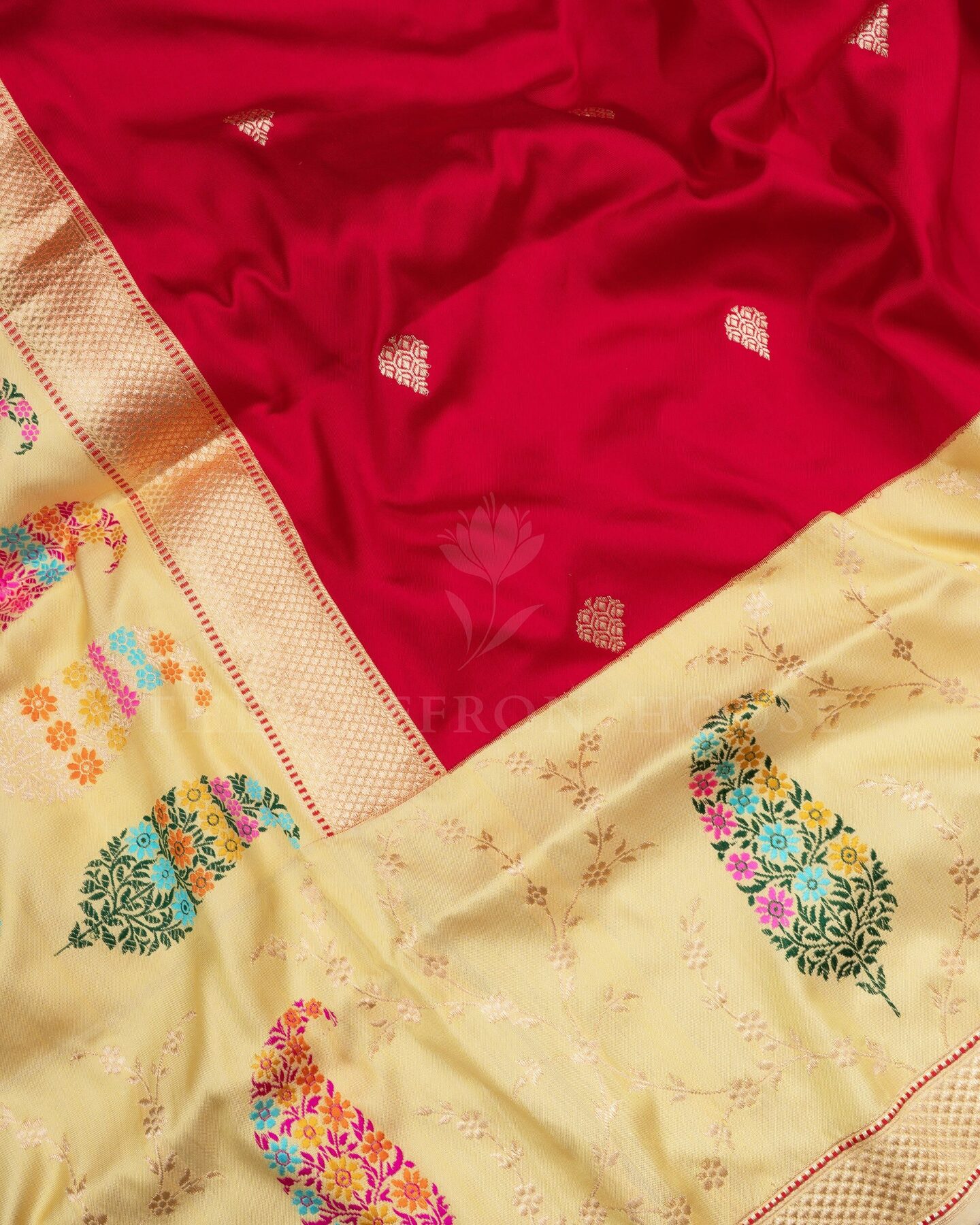 Red Banarasi Silk Saree – The Saffron House