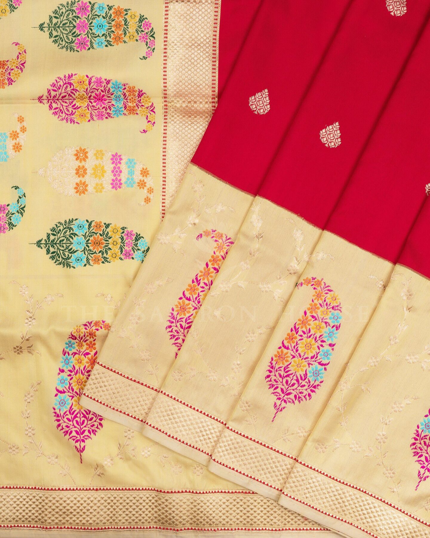 Red Banarasi Silk Saree – The Saffron House
