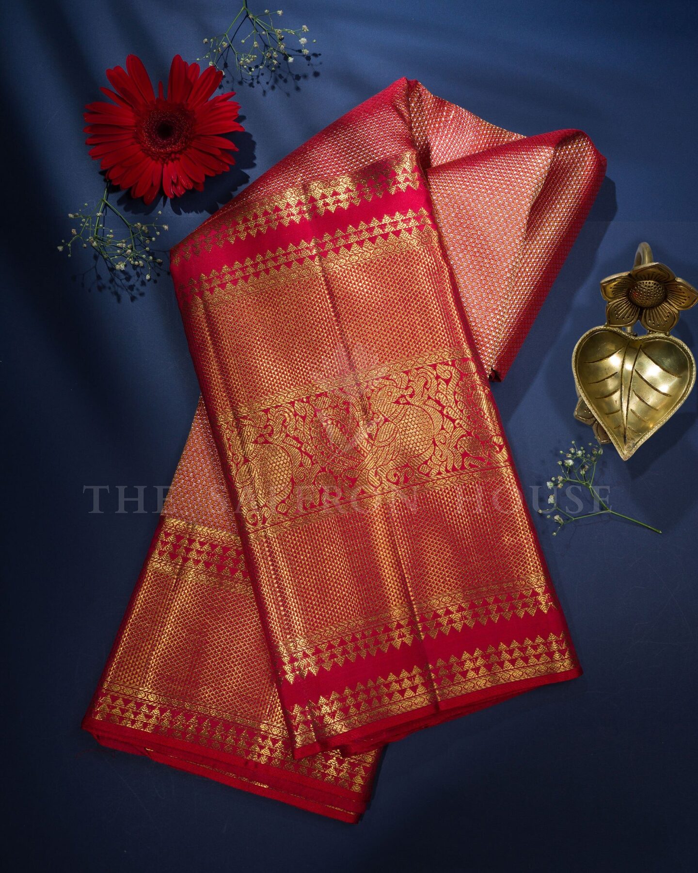 Red Bridal Brocade Kanjivaram Silk Saree – The Saffron House