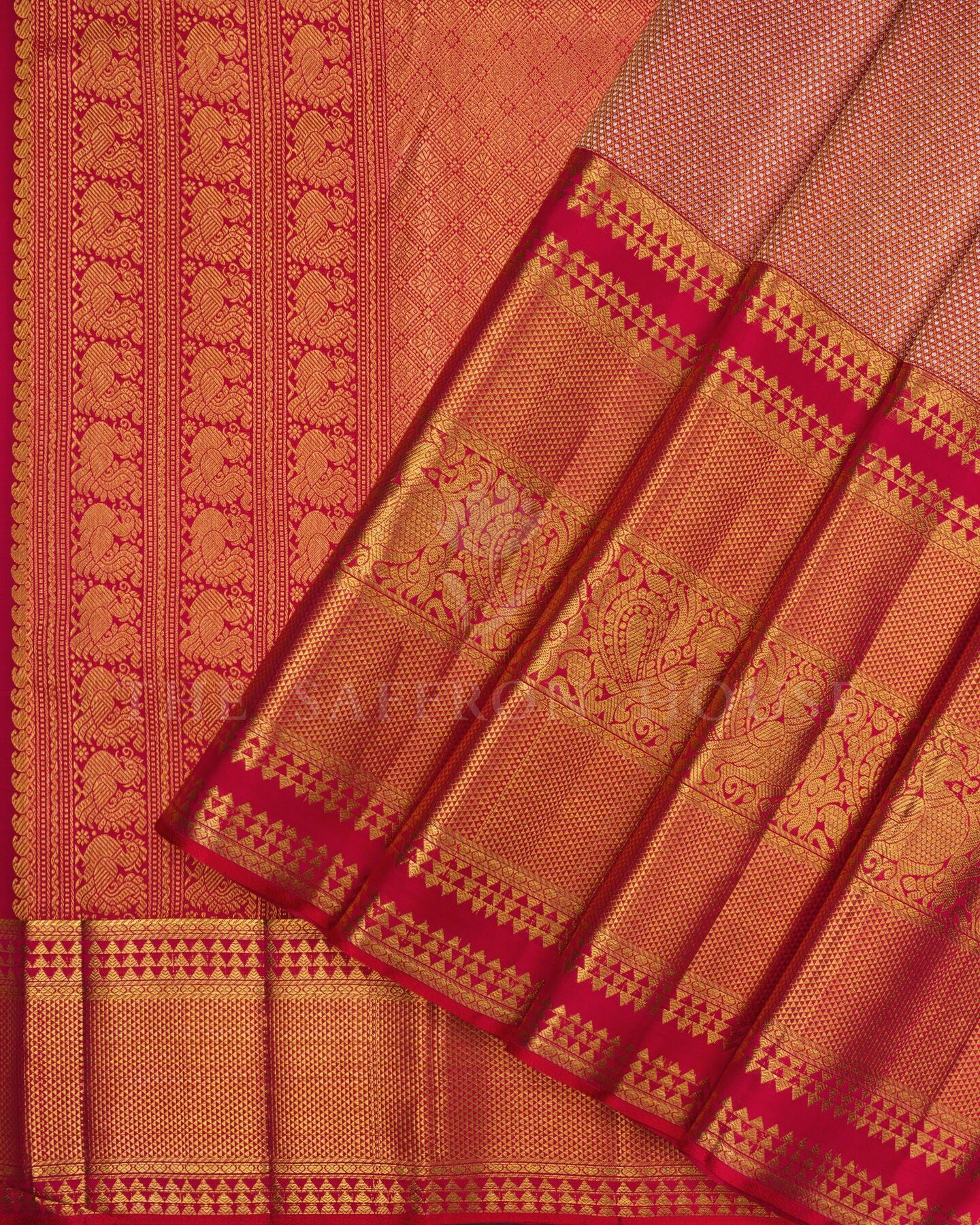 Red Bridal Brocade Kanjivaram Silk Saree – The Saffron House