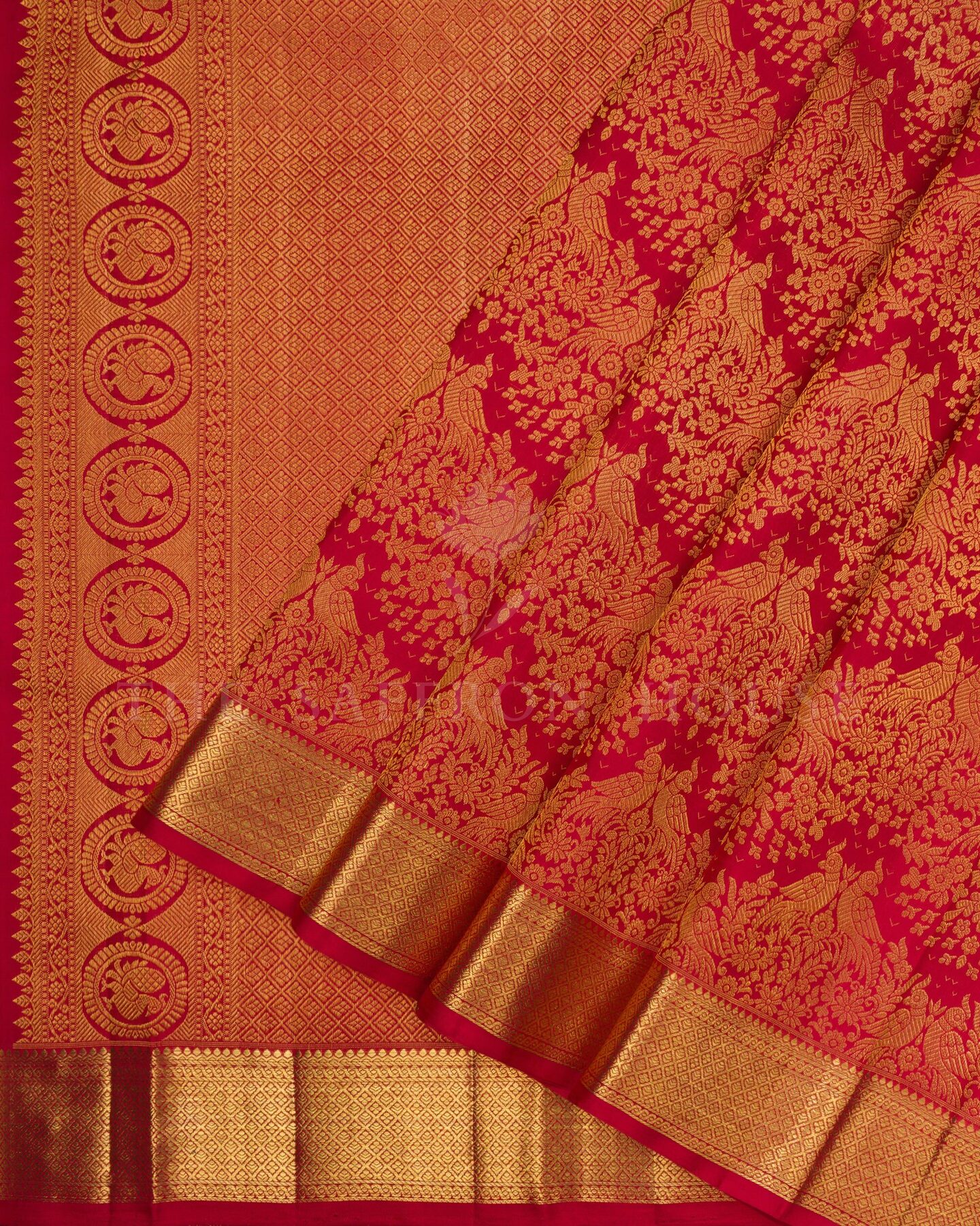 Red Brocade Kanjivaram Silk Saree – The Saffron House