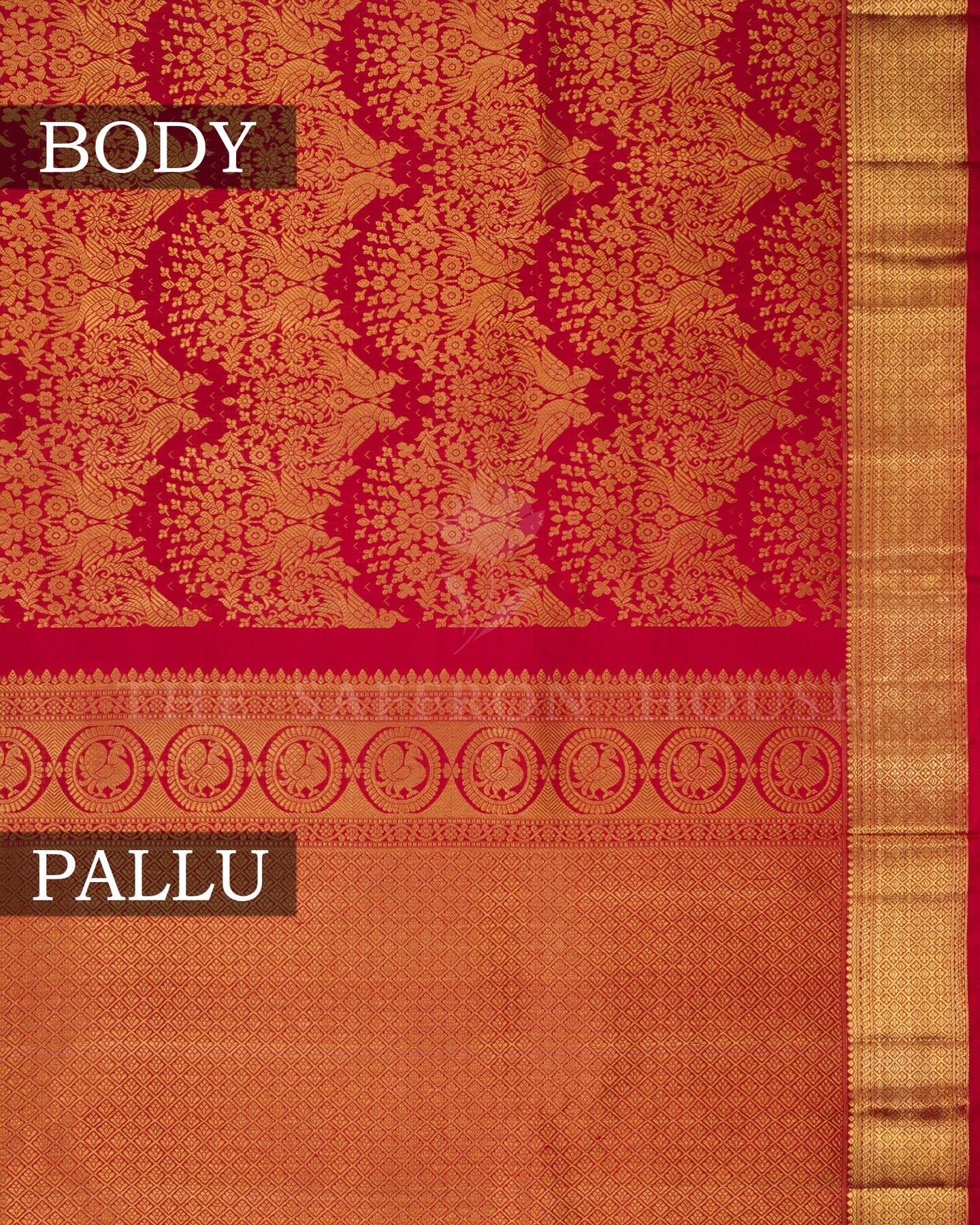 Red Brocade Kanjivaram Silk Saree – The Saffron House