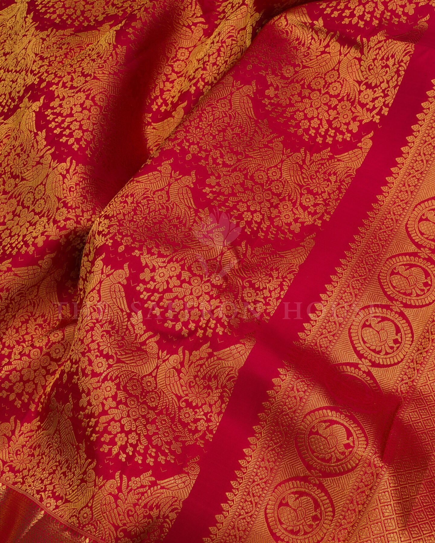 Red Brocade Kanjivaram Silk Saree – The Saffron House