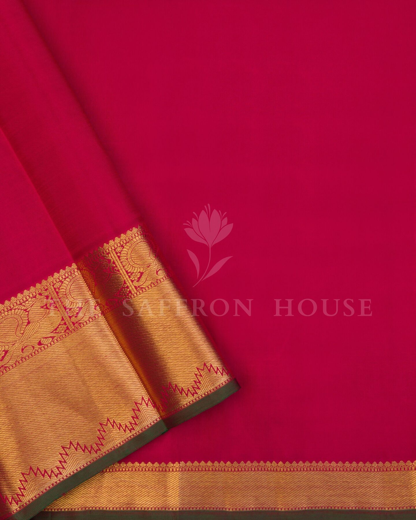 Red Kattam Kanjivaram Silk Saree – The Saffron House
