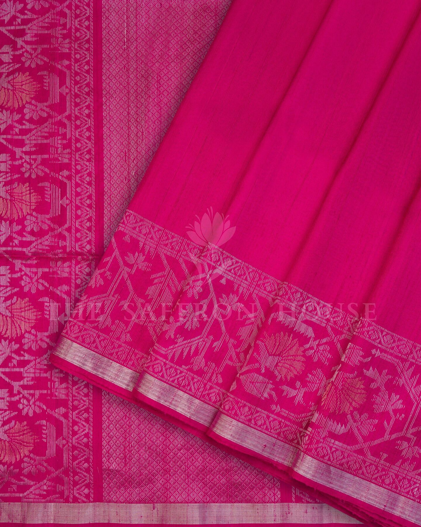 Rani Pink And Pink Tussar Silk Saree – The Saffron House