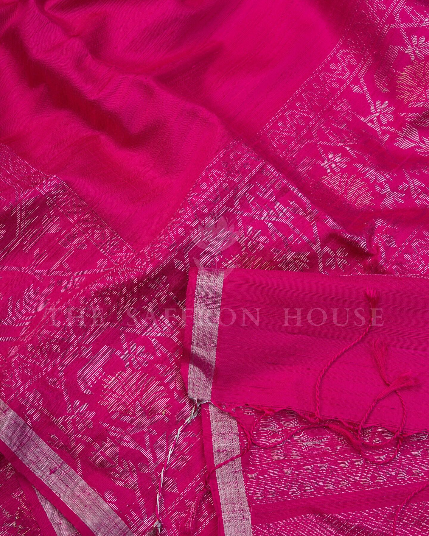 Rani Pink And Pink Tussar Silk Saree – The Saffron House