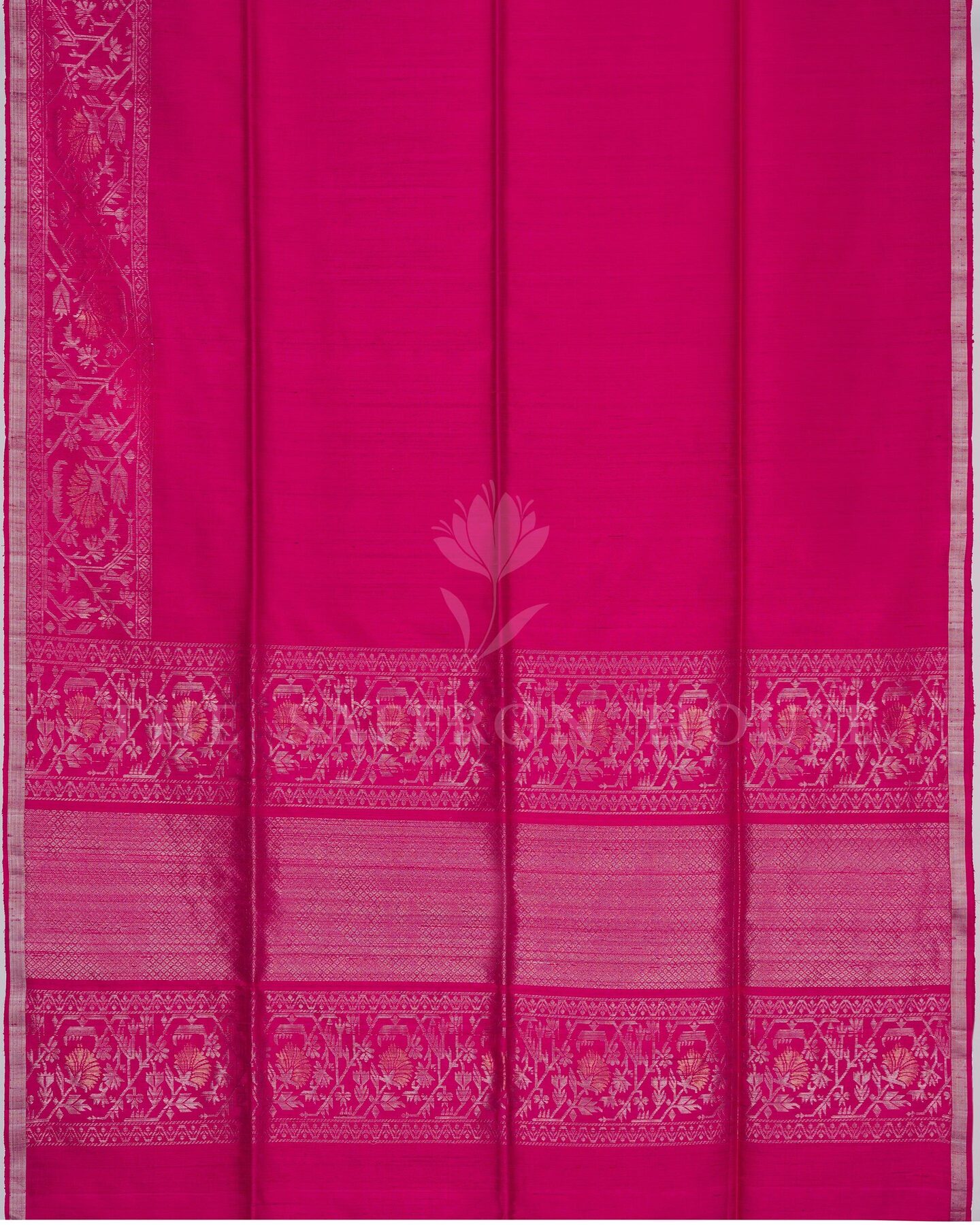 Rani Pink And Pink Tussar Silk Saree – The Saffron House