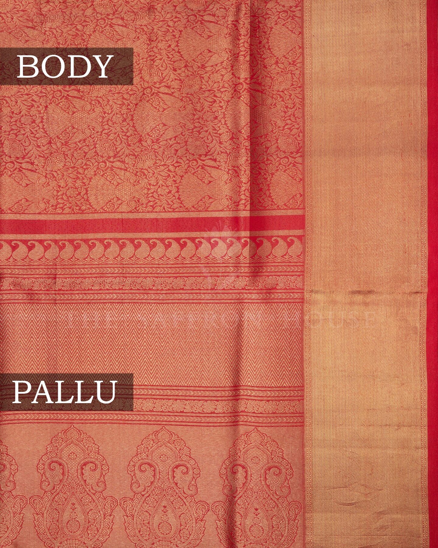 Red Brocade Kanjivaram Silk Saree – The Saffron House