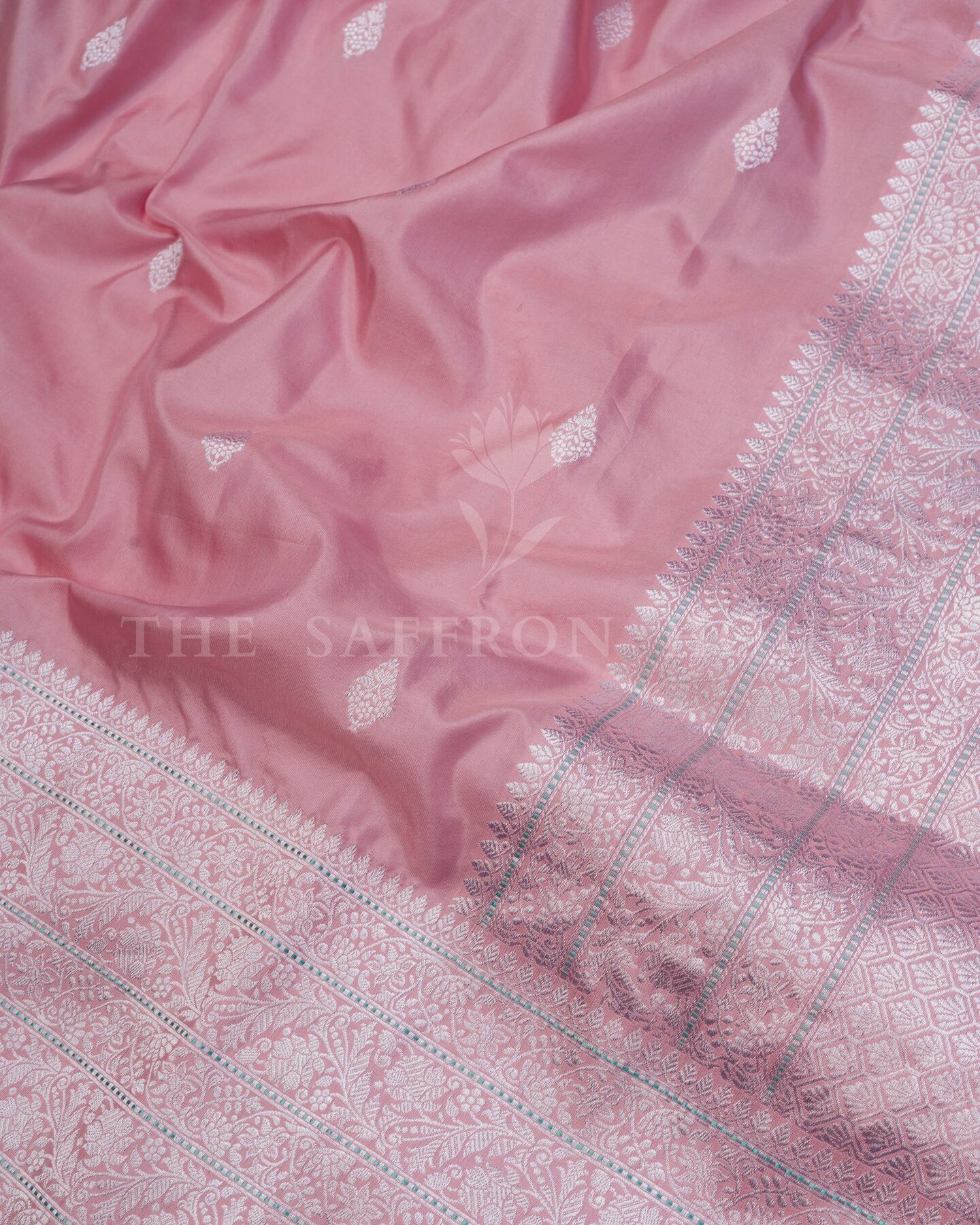 Rose Pink Banarasi Silk Saree – The Saffron House