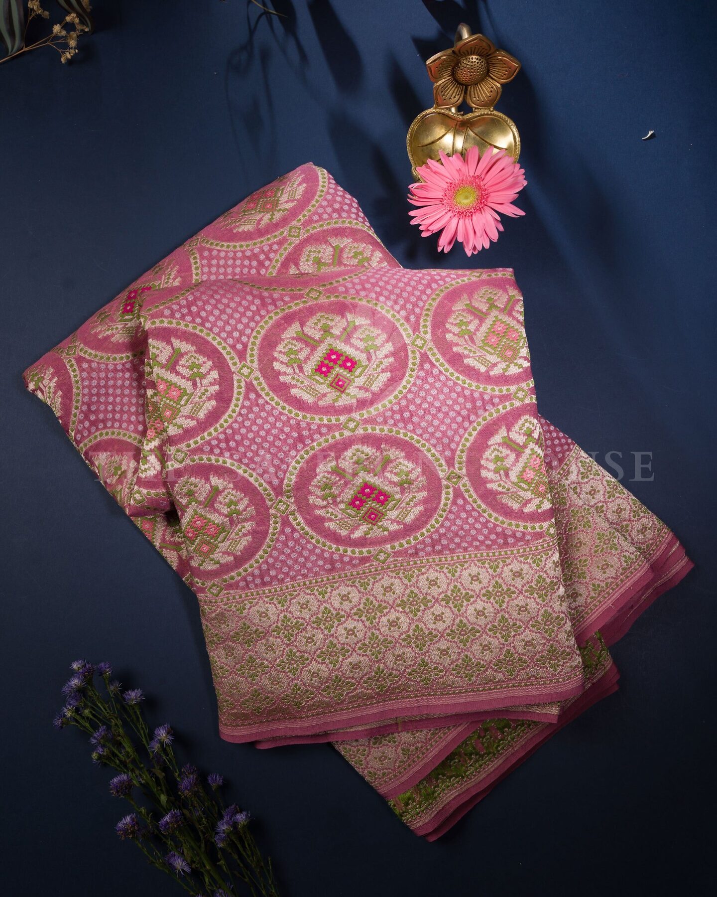 Pink Georgette Banarasi Saree – The Saffron House