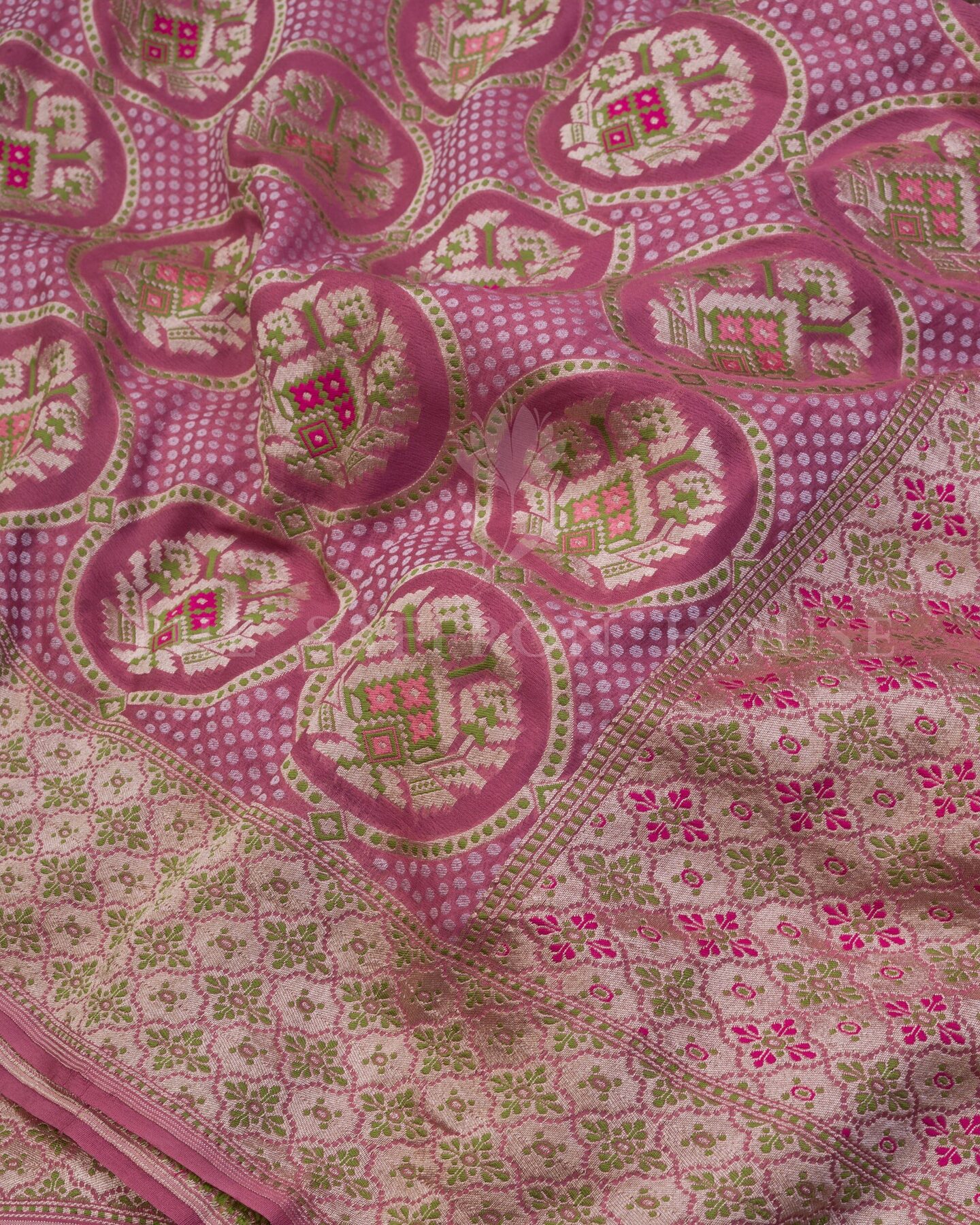 Pink Georgette Banarasi Saree – The Saffron House
