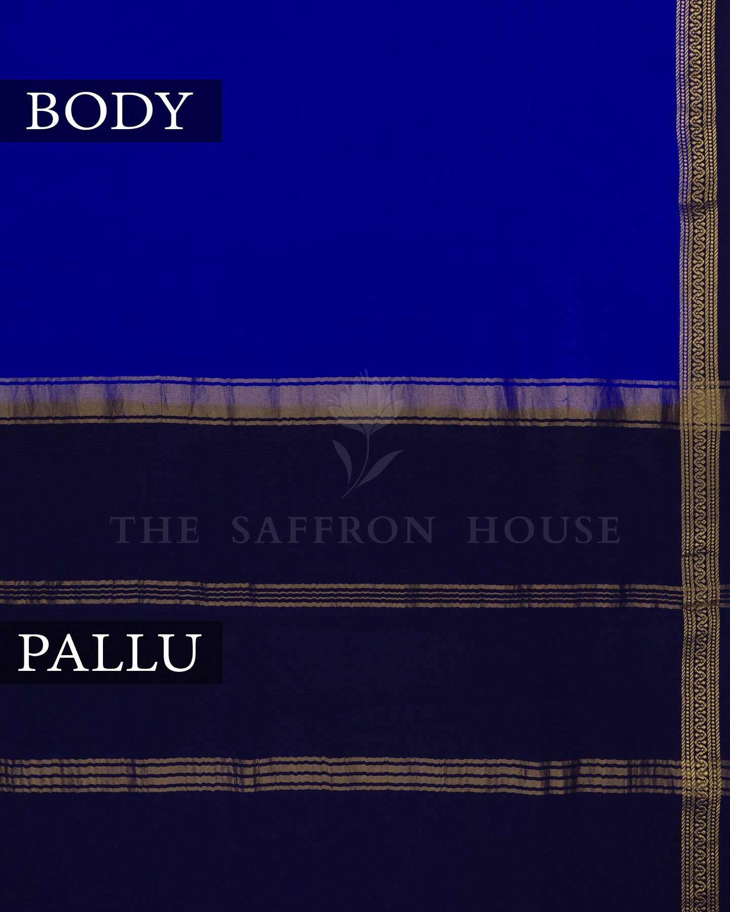 Royal Blue And Midnight Blue Pure Zari Mysore Silk Saree – The Saffron House