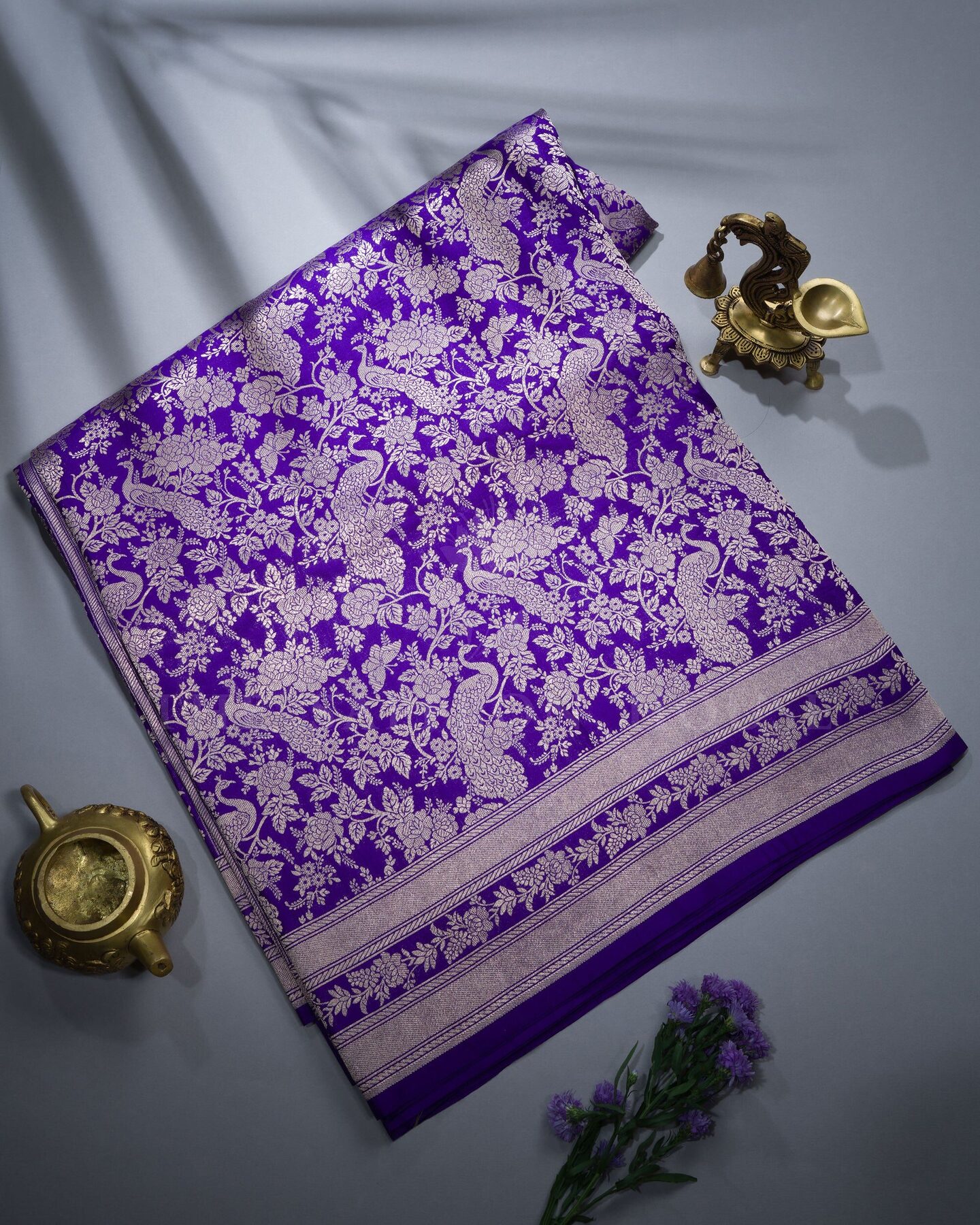 Royal Blue Banarasi Silk Saree – The Saffron House