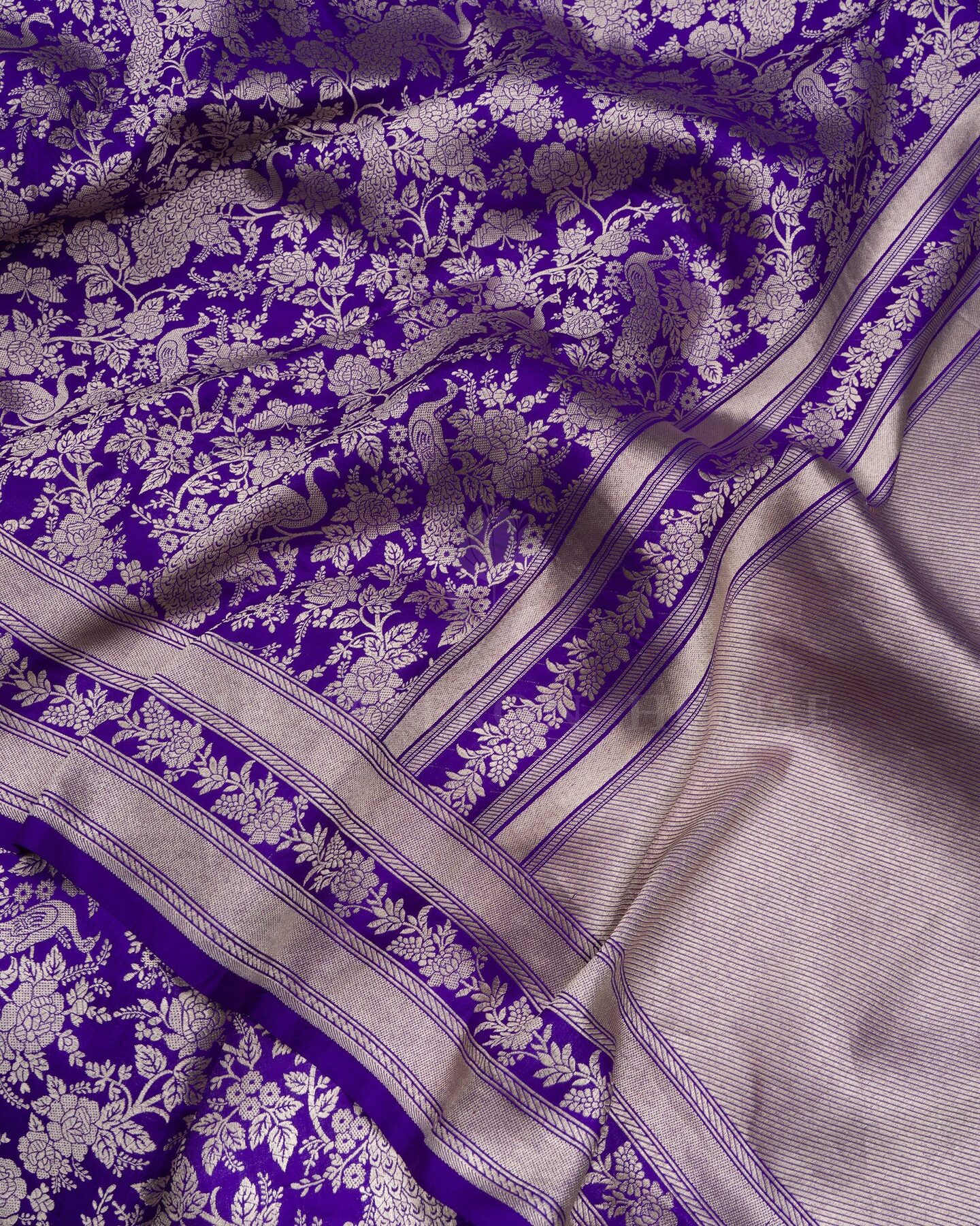 Royal Blue Banarasi Silk Saree – The Saffron House