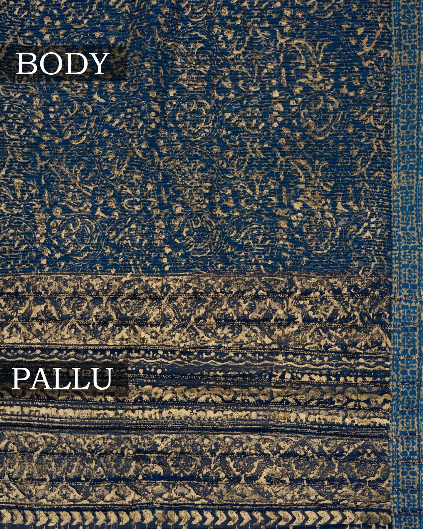 Royal Blue Tussar Organza Saree – The Saffron House