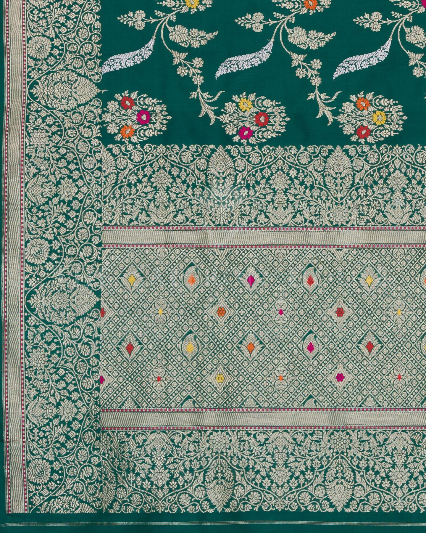 Bottle Green Katan Banarasi Silk Saree – The Saffron House