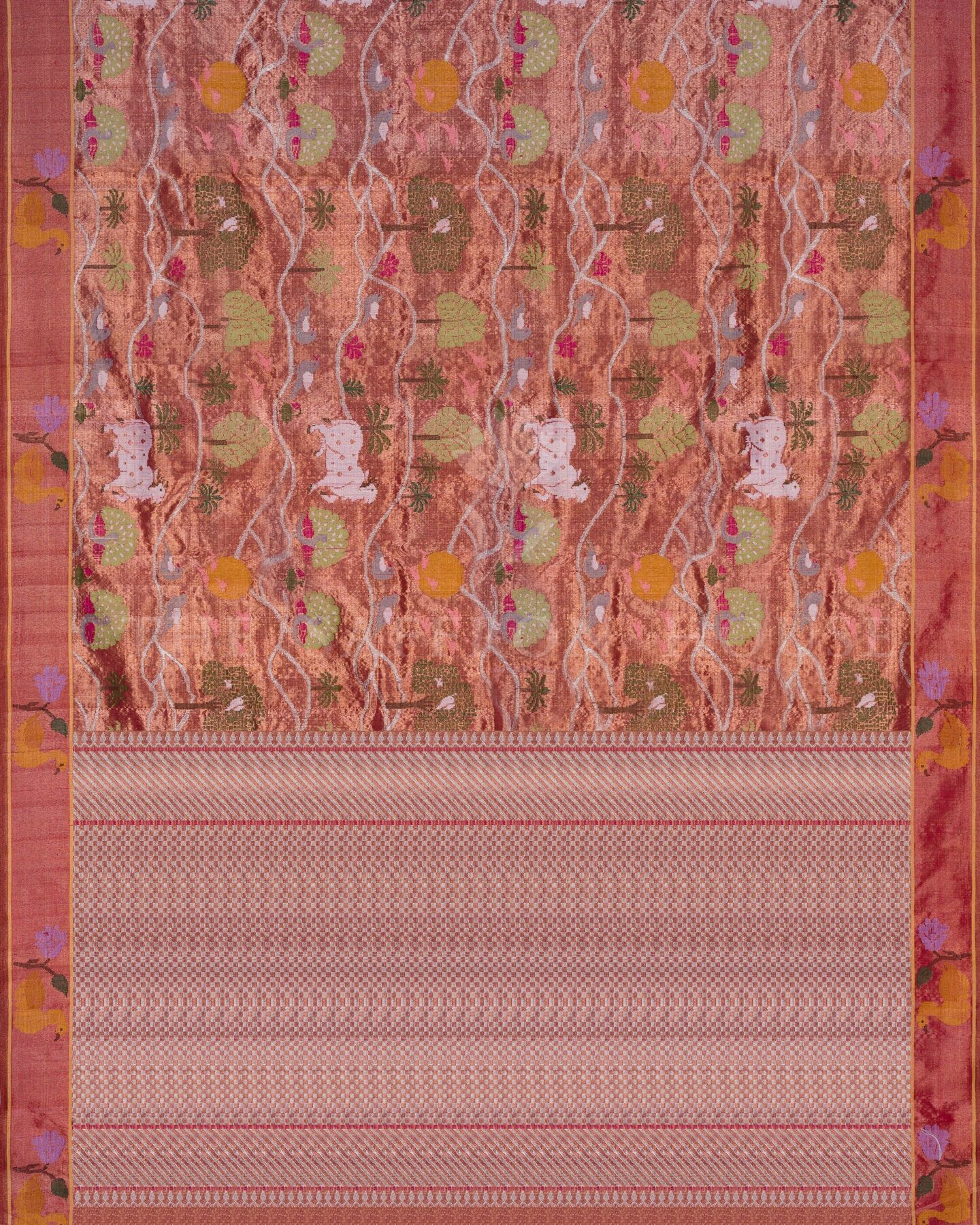 Rust Orange Pure Zari Kota Silk Saree – The Saffron House