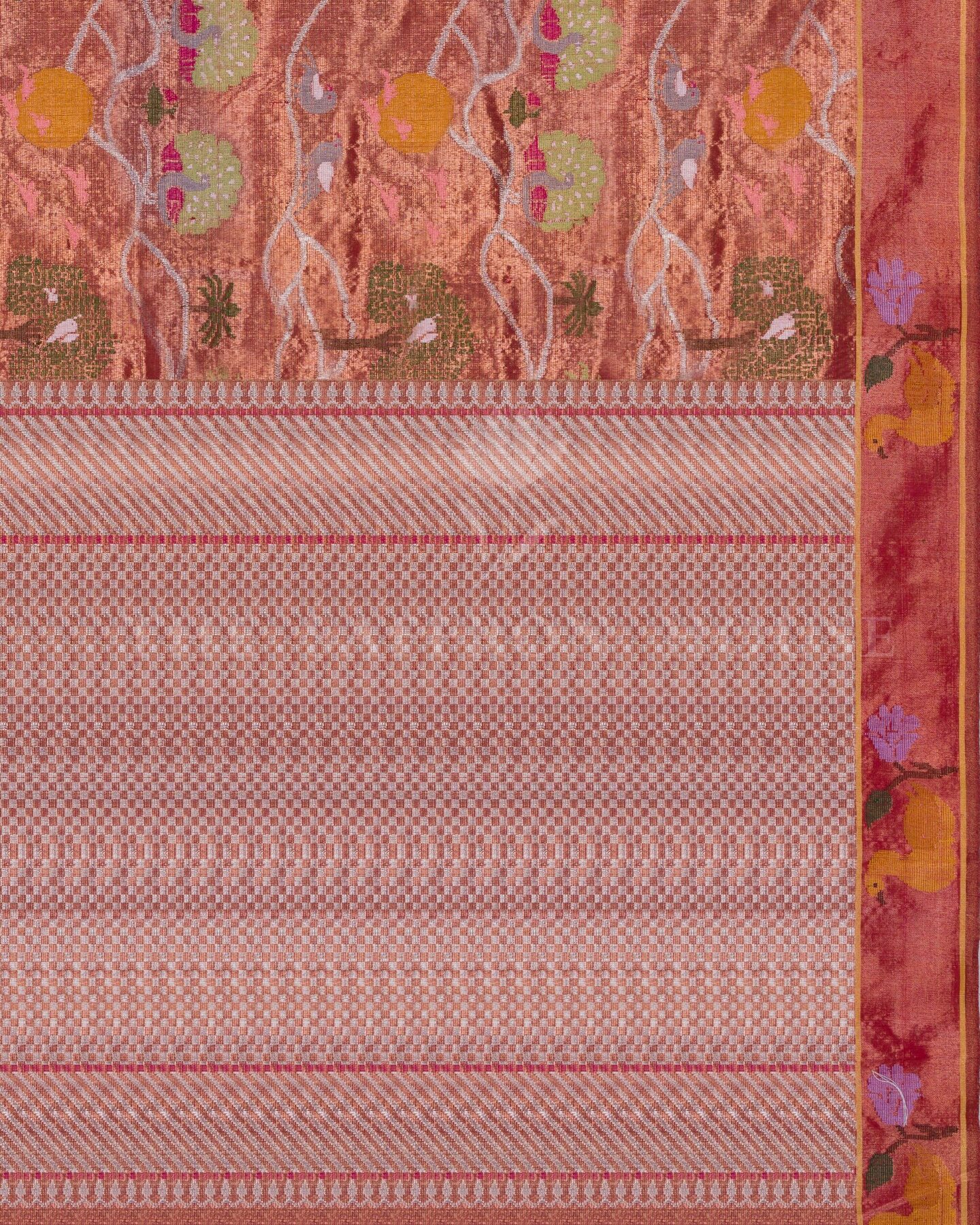 Rust Orange Pure Zari Kota Silk Saree – The Saffron House