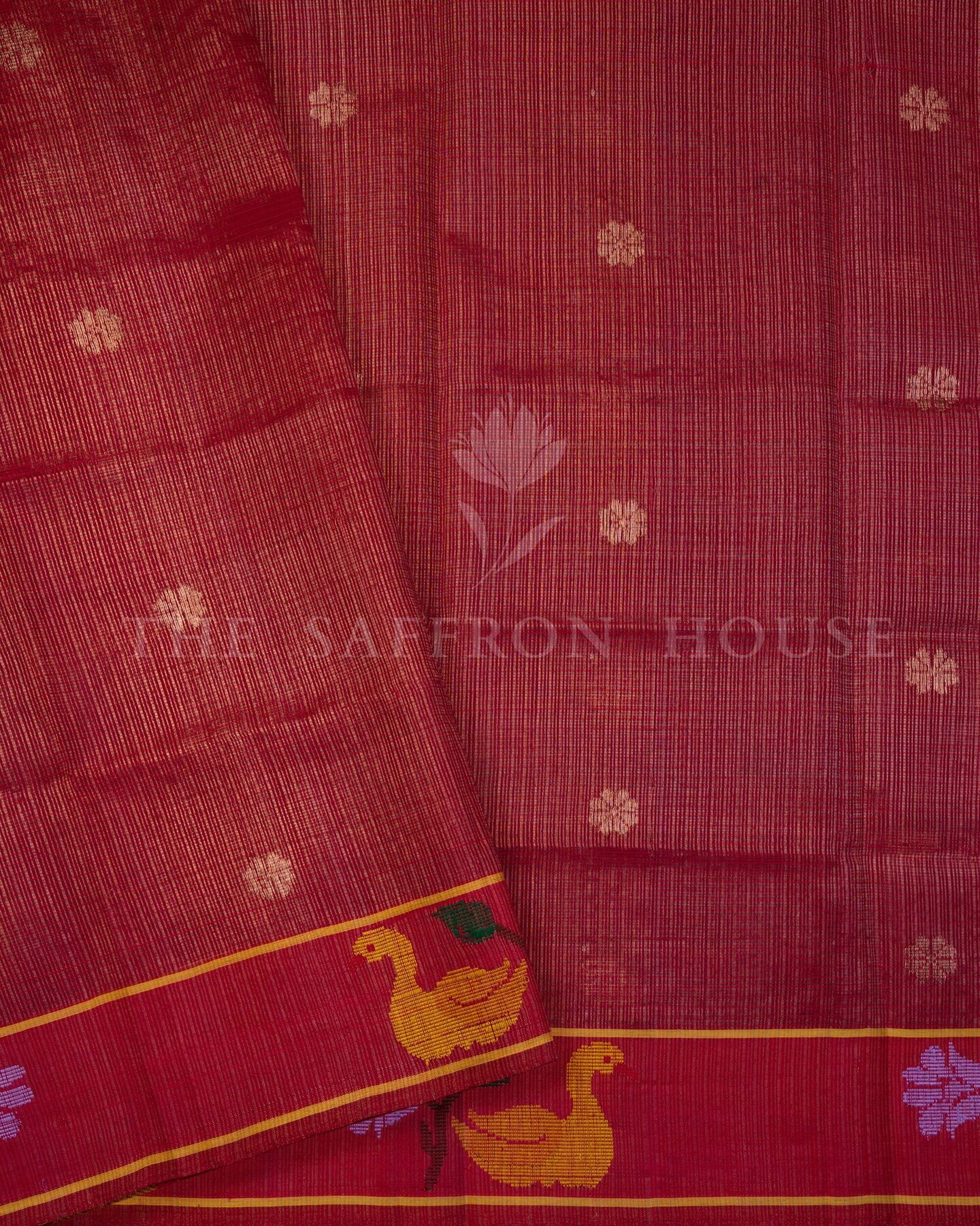 Rust Orange Pure Zari Kota Silk Saree – The Saffron House